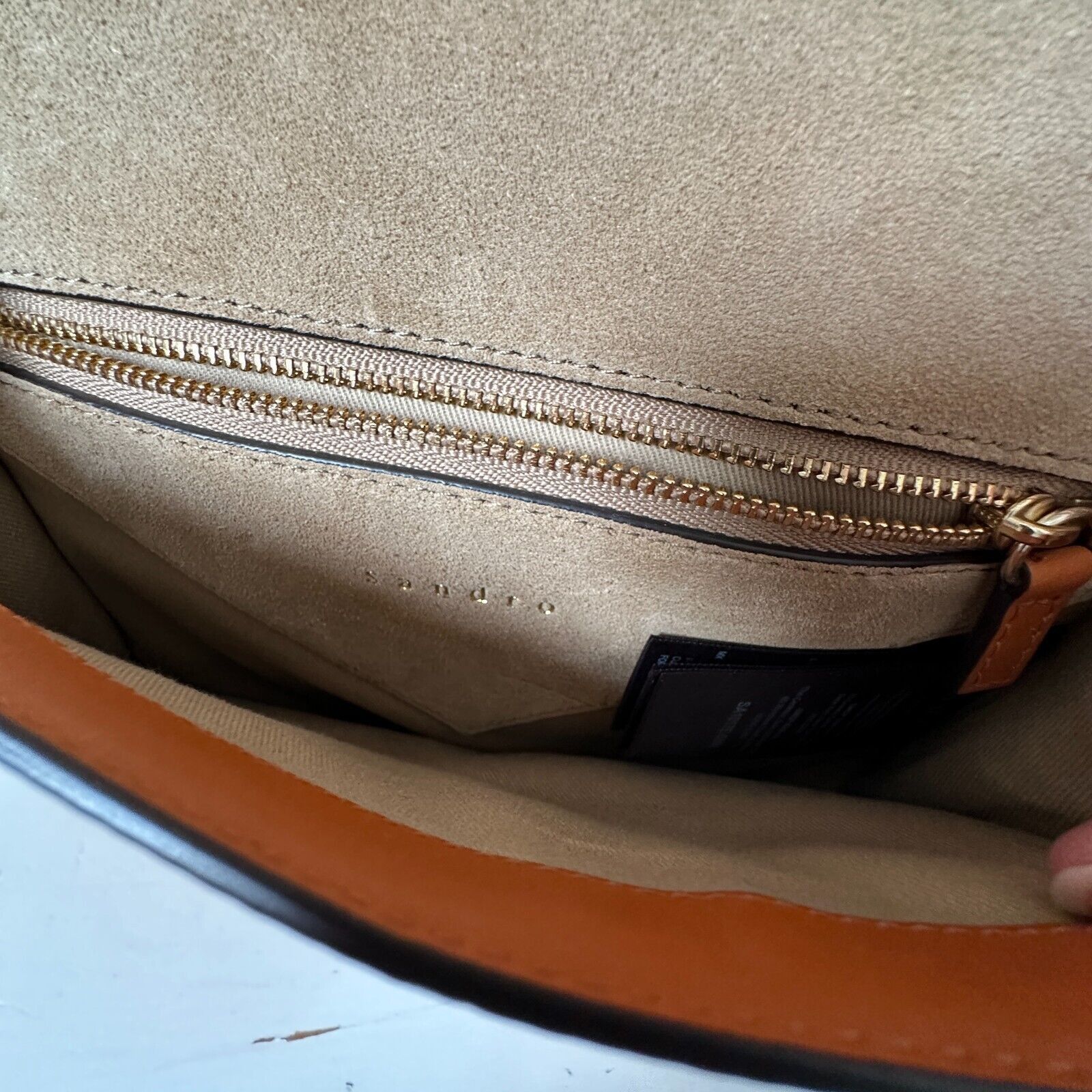 Sandro NWOT Sandro Camel Leather Crossbody Bag Lou MM Curcuma Purse Size ONE SIZE - 10 Thumbnail