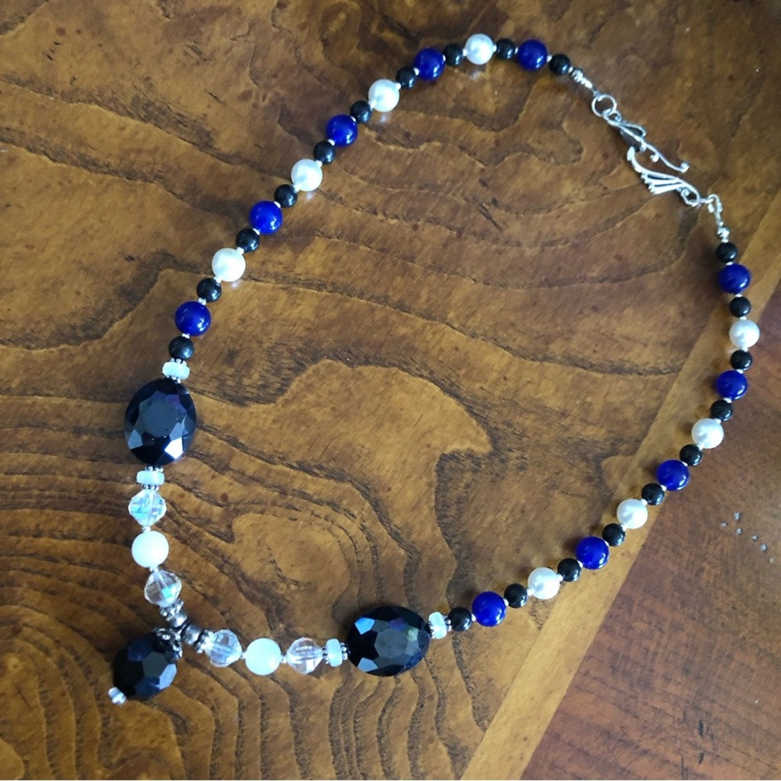 Handmade Handcrafted lazurite faceted jet crystal necklace Size ONE SIZE - 9 Thumbnail