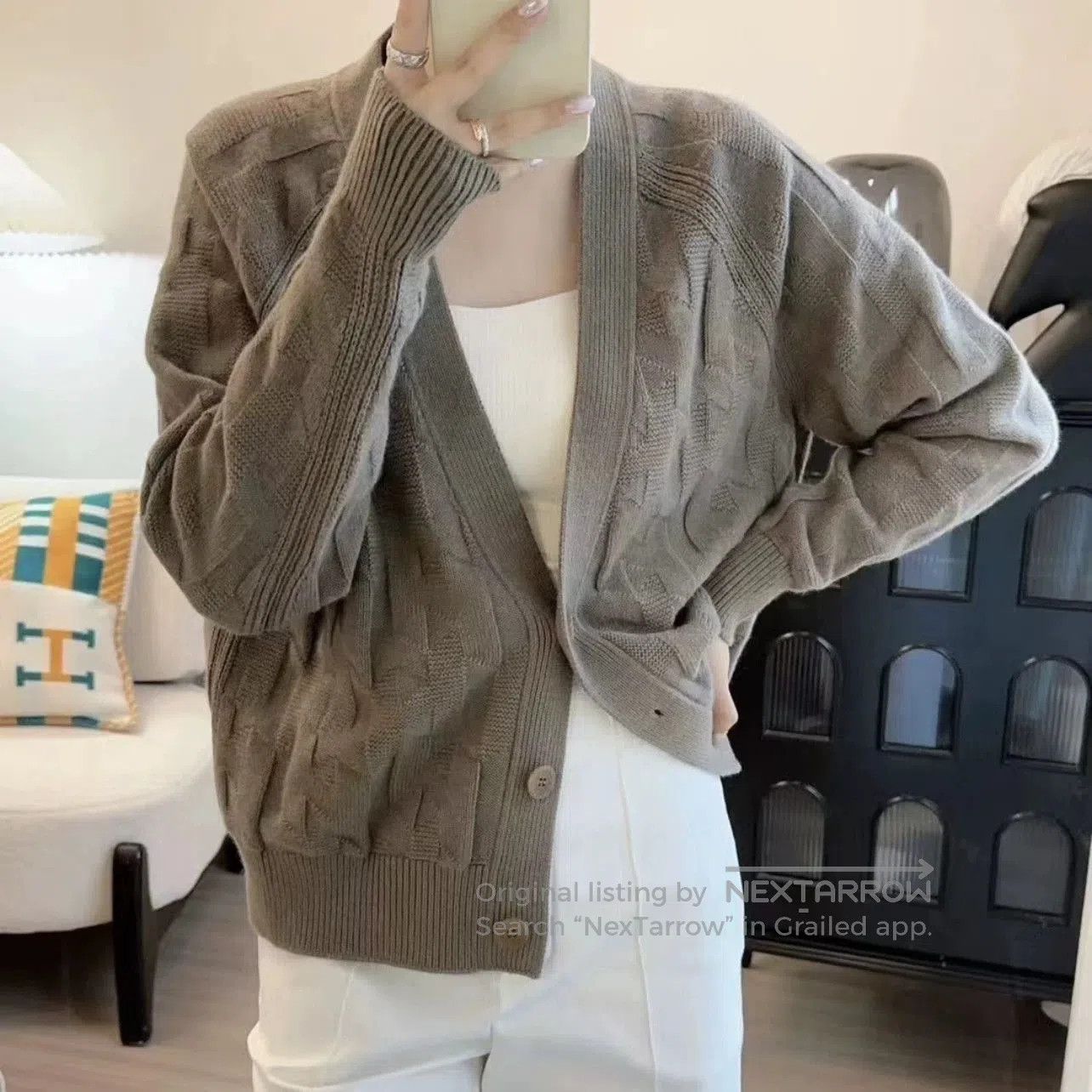 Hermes Hermes 25SS Gray Patterned Cardigan. Size US S / EU 44-46 / 1 - 8 Thumbnail