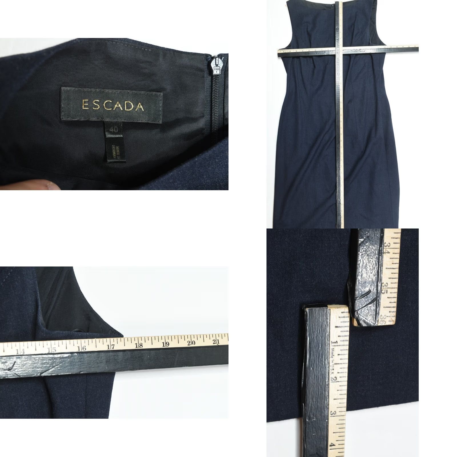 Escada ESCADA Skirt Jacket Suit Navy Wool Full-Zip Midi Womens 40 Size 27" / US 4 / IT 40 - 10 Thumbnail