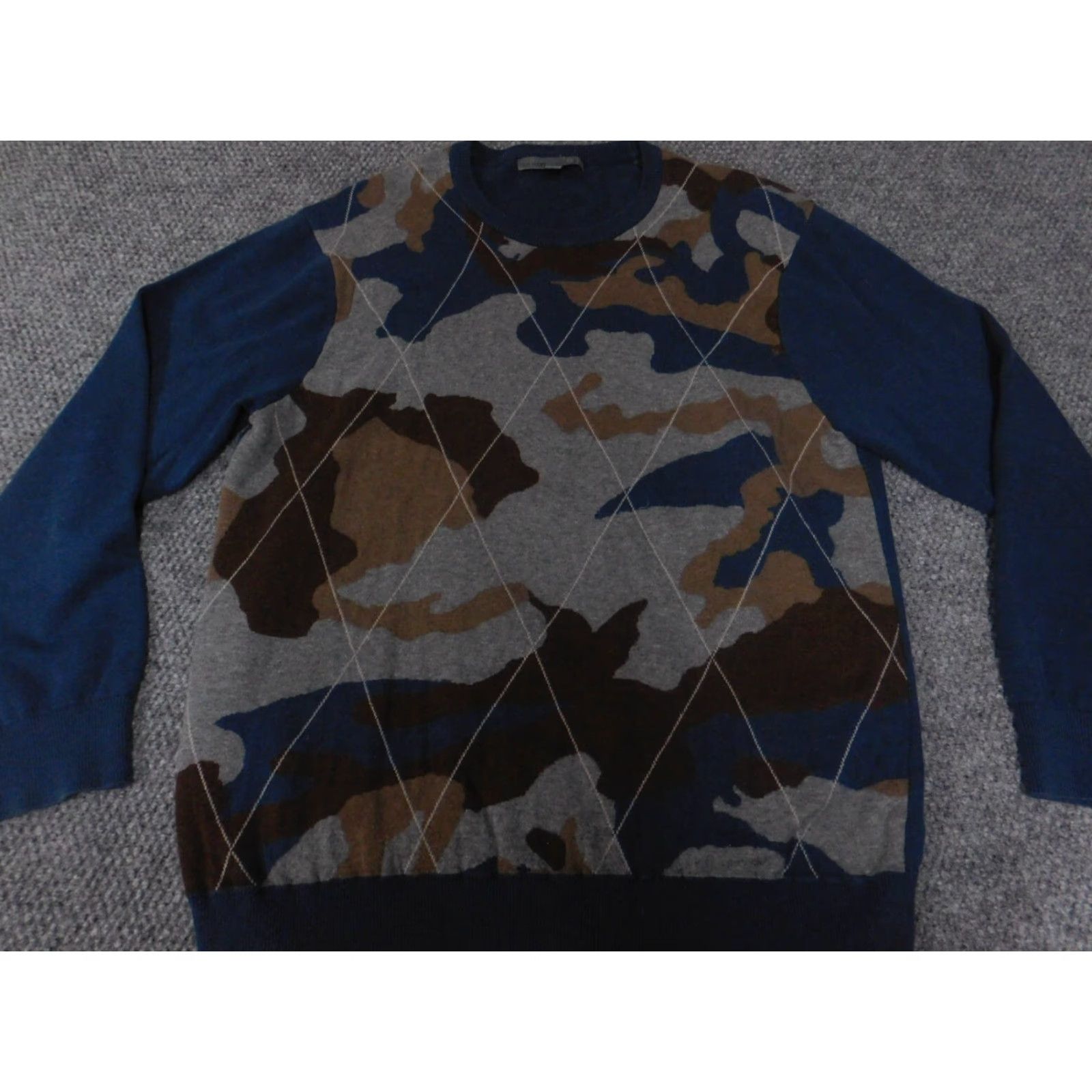 Old Navy Old Navy Mens Sweater XL gray camo crewneck knit pullover long sleeve cotton wool knit Regular Mens Size US XL / EU 56 / 4 - 2 Thumbnail