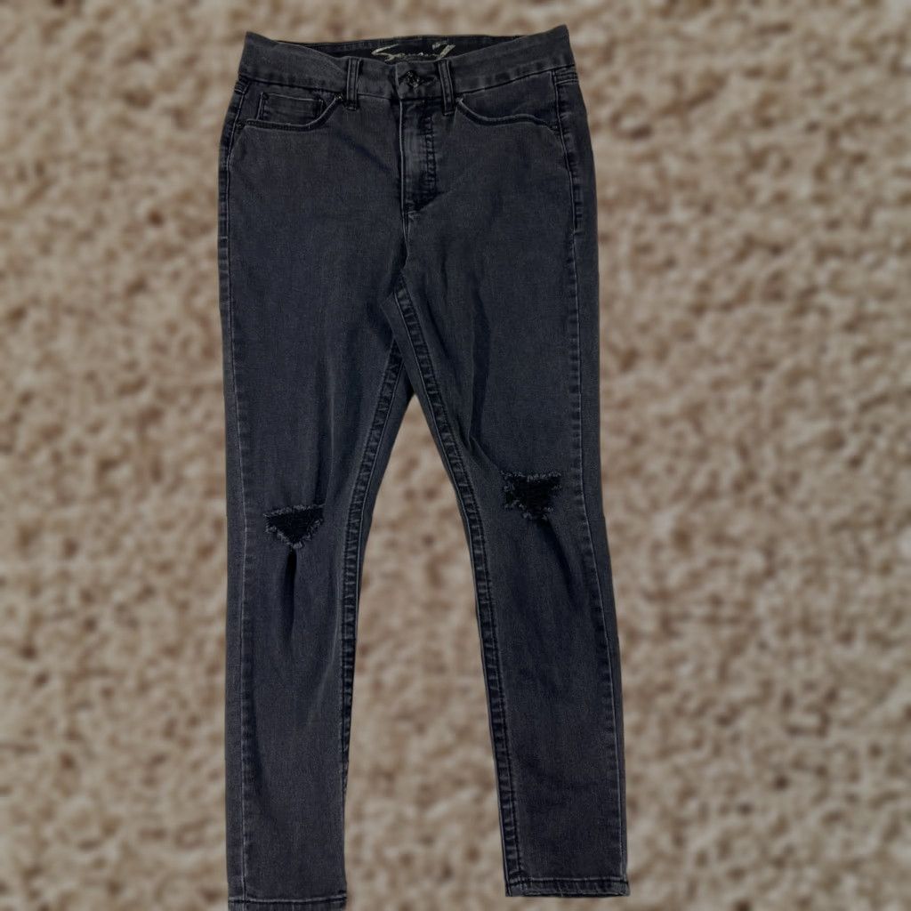 Vintage Seven7 Jeans Women Black Denim 10 High Rise Skinny Tummyless Cotton 28x27 Size 32" / US 10 / IT 46 - 1 Thumbnail