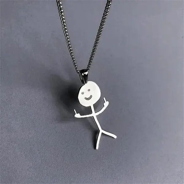 Other 60cm Middle Finger Stickman Chain Necklace Size ONE SIZE - 2 Thumbnail
