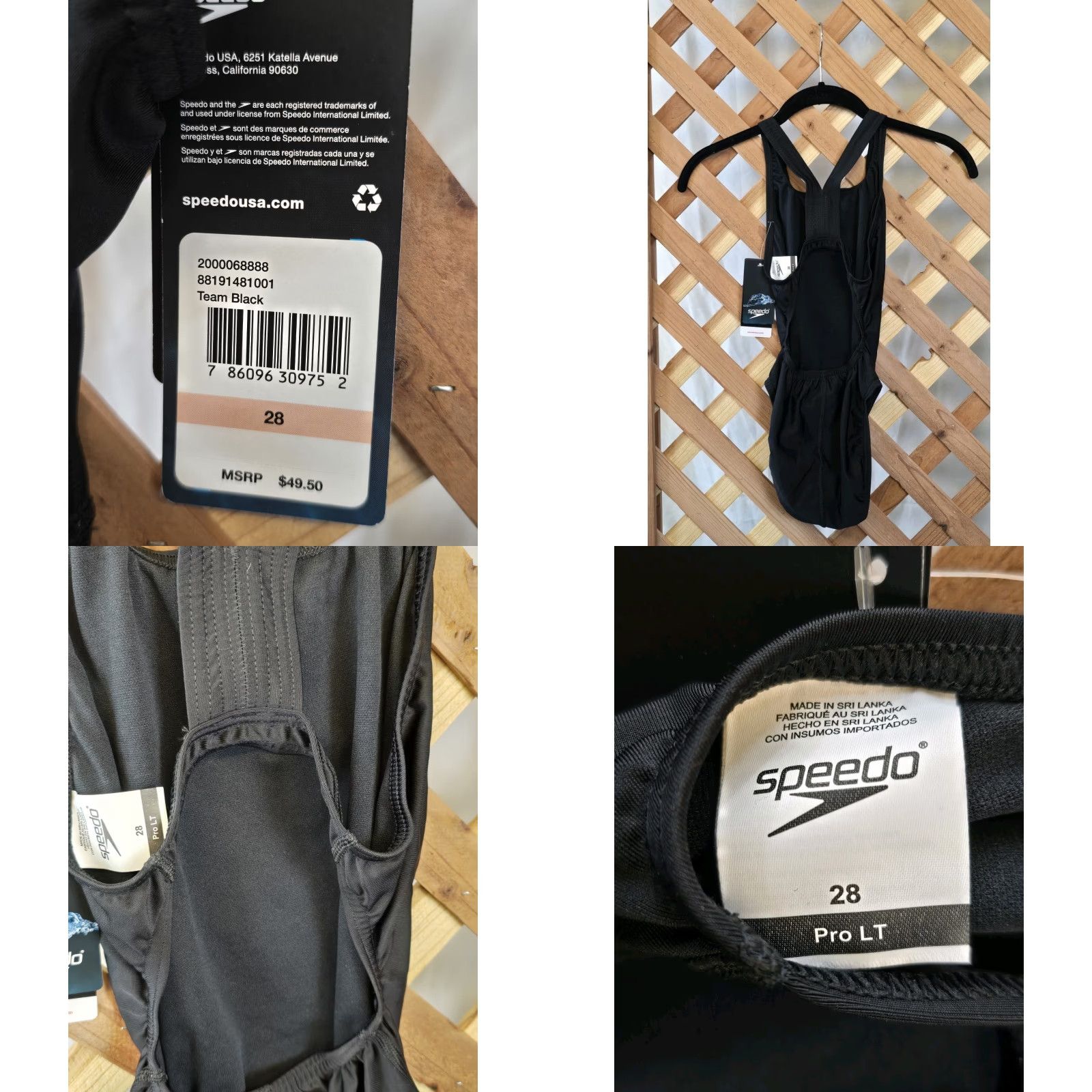 Speedo NWT Speedo Womens Swimsuit One Piece Prolt Super Pro Solid Adult Black Sz 28 Size ONE SIZE - 8 Thumbnail