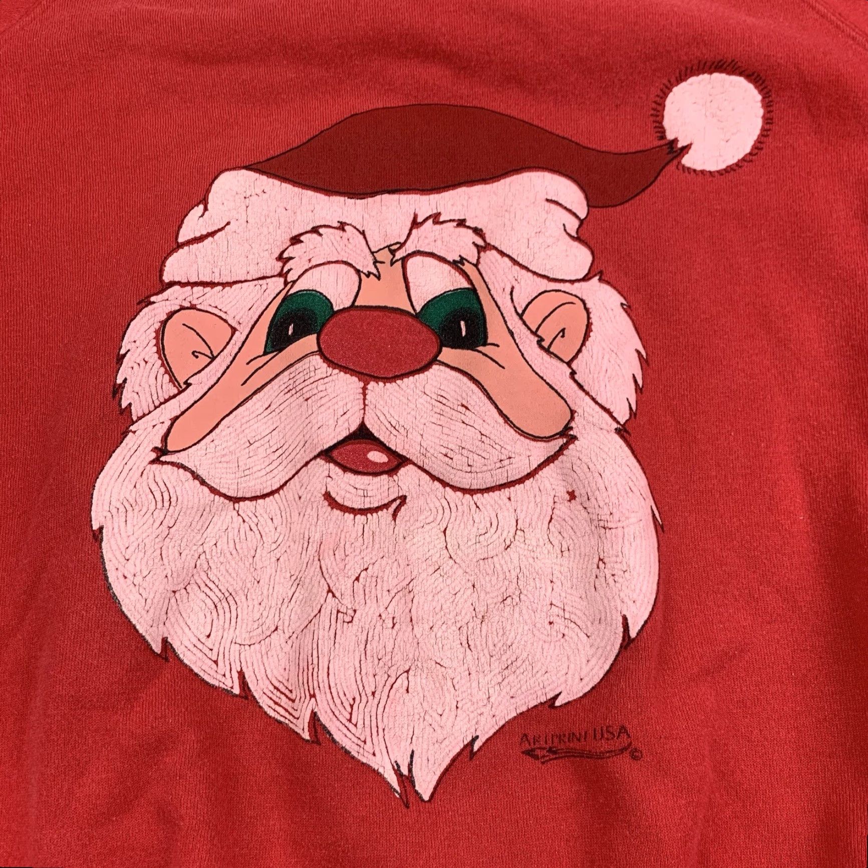 Vintage Vintage Santa Clause Sweatshirt Adult Large Red Christmas Holiday Big Face 90s Size US L / EU 52-54 / 3 - 2 Thumbnail