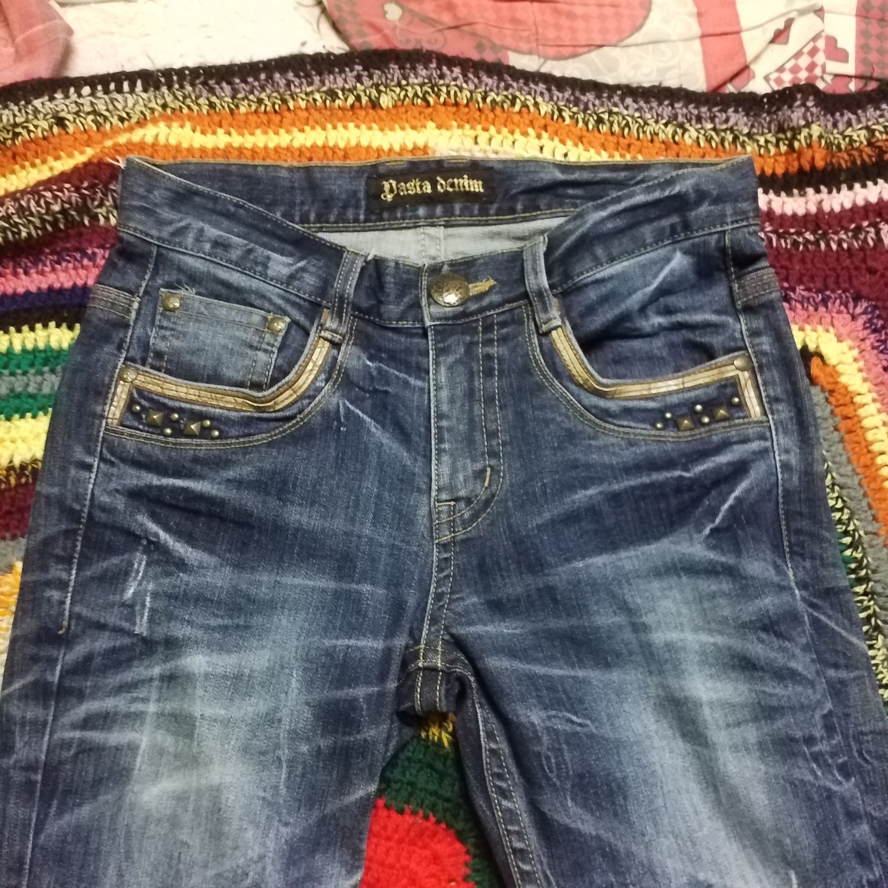 Japanese Brand PASTA DENIM STUDED ELASTIC JEANS PUNK SKINHEAD UNISEX Size US 30 / EU 46 - 2 Thumbnail