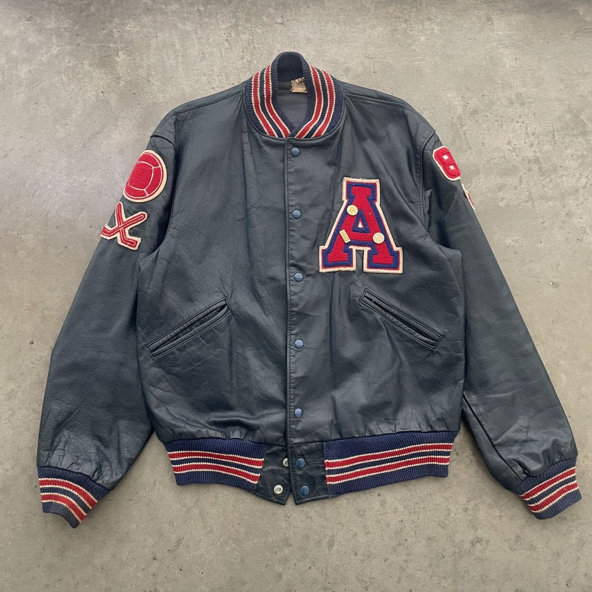 Vintage Vintage Butwin Leather Varsity Jacket Size US L / EU 52-54 / 3 - 1 Thumbnail