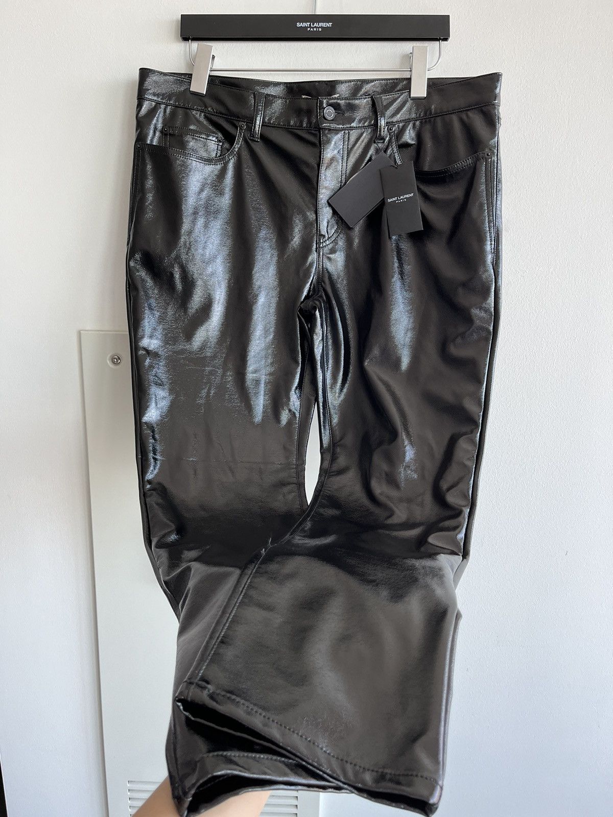 Saint Laurent Paris × Yves Saint Laurent Brand New Runway Saint Laurent Leather Wax Shiny Pant Size US 34 / EU 50 - 20 Thumbnail