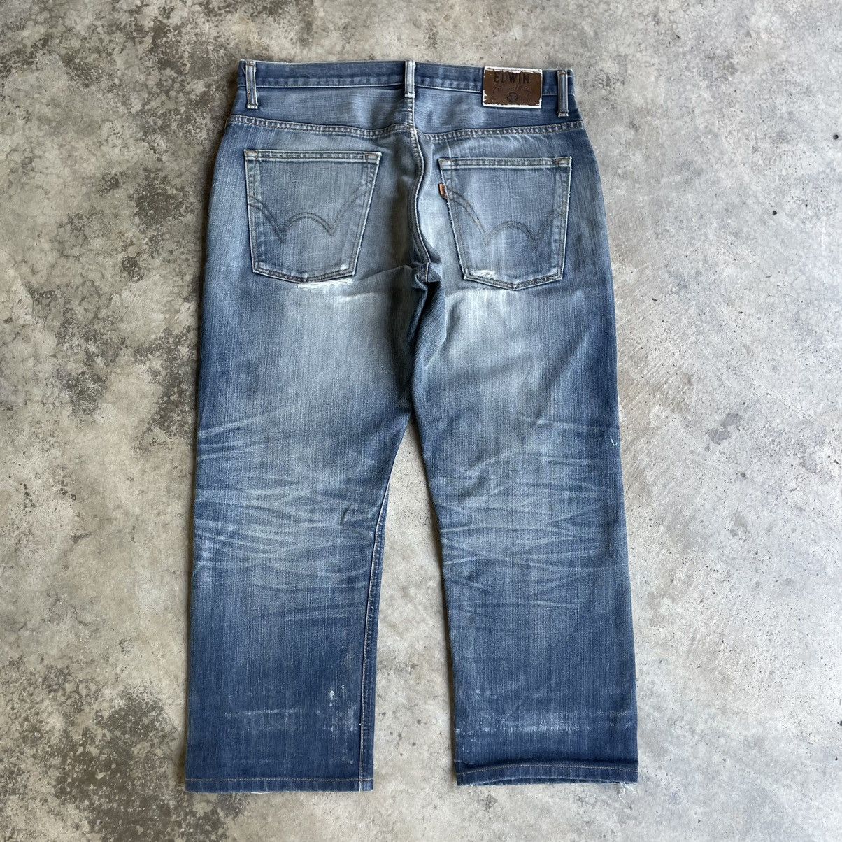 Edwin 🔥Vintage Edwin Orange Tab Washed Ripped Distress Denim Jeans Size US 34 / EU 50 - 4 Thumbnail