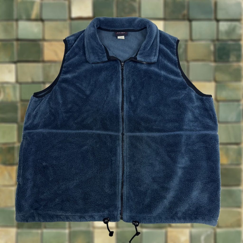 Vintage VINTAGE Big Sky USA Men’s Plush Fleece Vest 2XL Blue Full Zip 2 Side Pockets Size US XXL / EU 58 / 5 - 1 Thumbnail