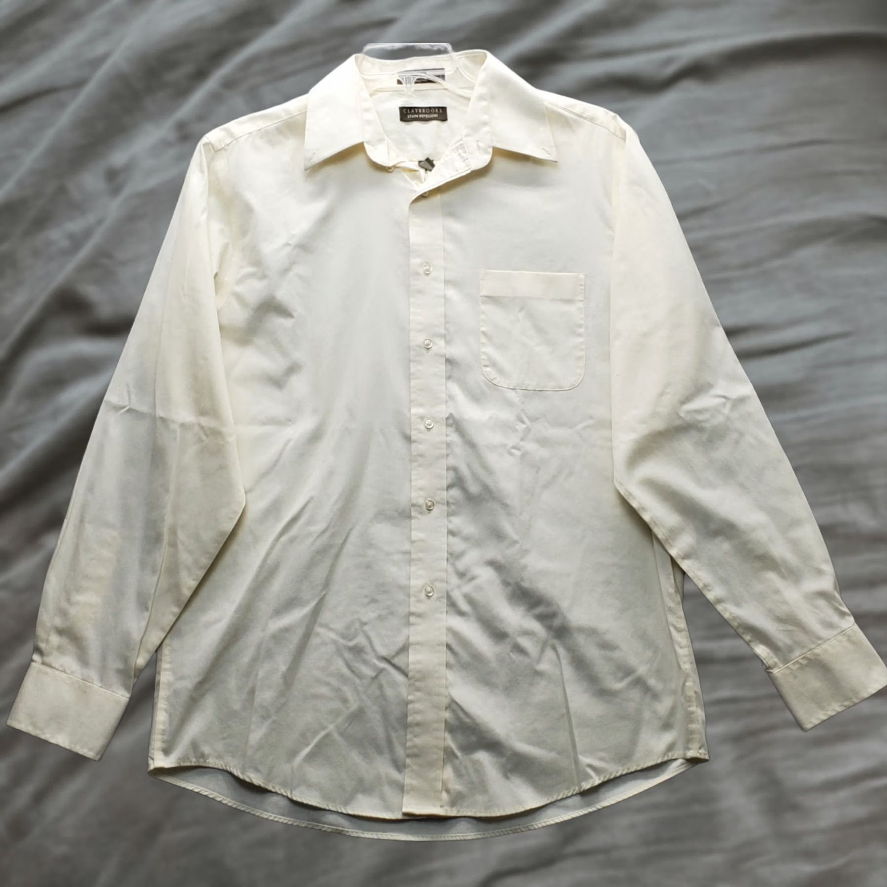 Vintage Claybrooke Dress Shirt Mens M Tan Wrinkle Free Pinpoint Collared Stain Repellent Shirt Mens M Tan Wrinkle Free Pinpoint Collared Stain Repellent Size 40R - 1 Thumbnail