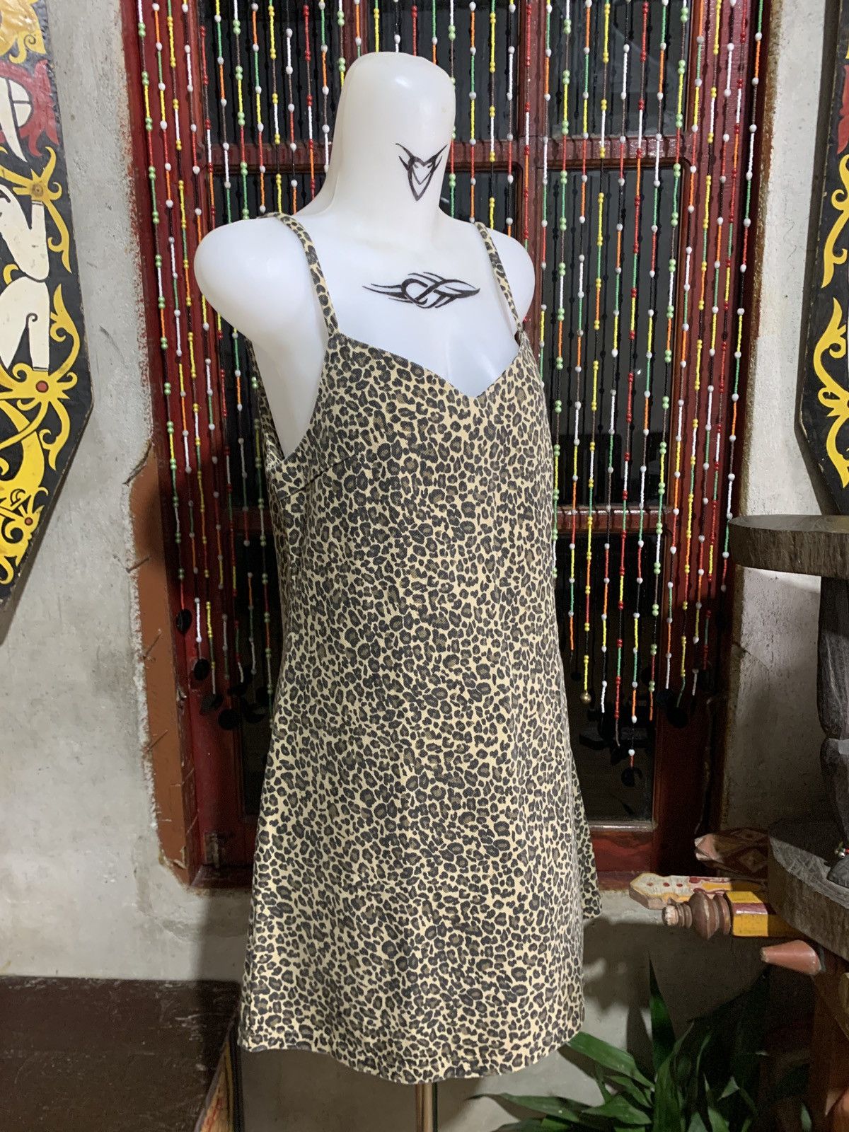 Japanese Brand SPAO Leopard Pattern Print Jeans Tank Mini Dress Size S / US 4 / IT 40 - 2 Thumbnail