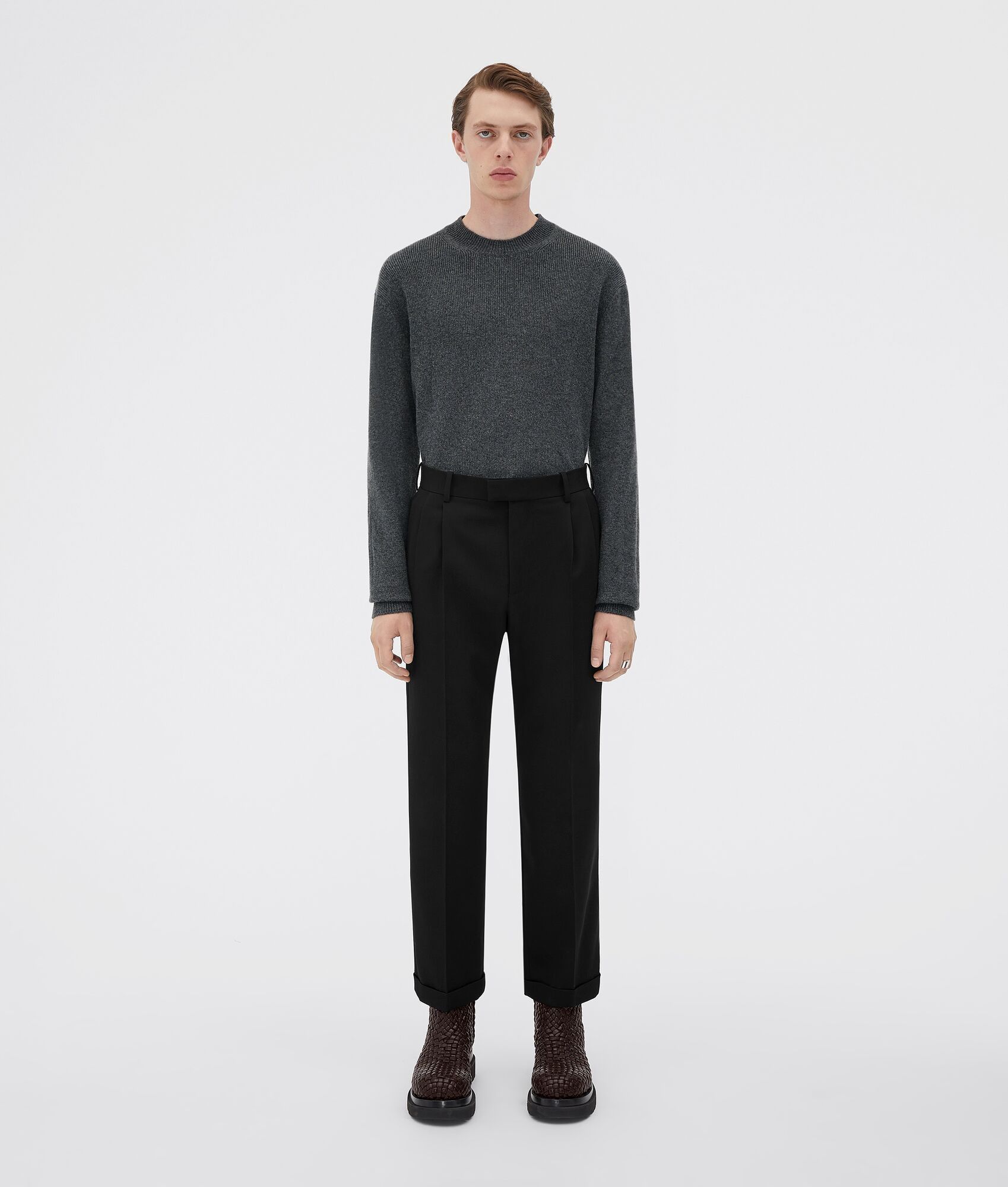 Bottega Veneta o1n1vont0125 Cropped Leg Grain De Poudre Trousers in Black Size US 32 / EU 48 - 1 Thumbnail