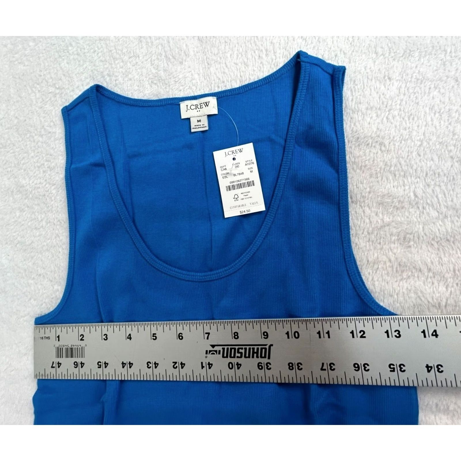 J.Crew J.Crew Women's Ribbed Cotton Tank Top Medium Blue AY276 Scoop Neck Casual New Tank Top Size M / US 6-8 / IT 42-44 - 5 Thumbnail
