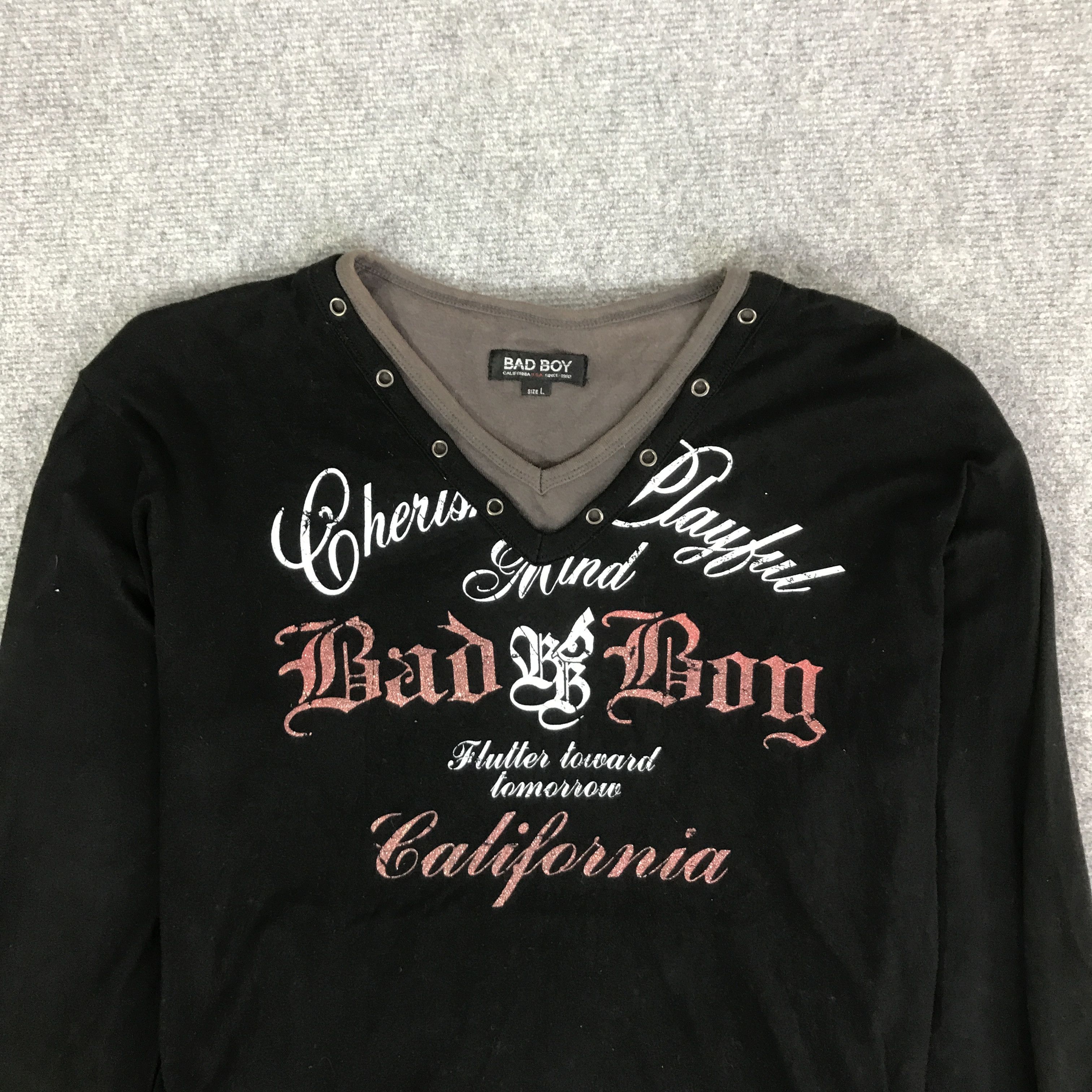 Japanese Brand BAD BOY BLACK PUNK LONG SLEEVE T-SHIRT K93B55 Size US L / EU 52-54 / 3 - 2 Thumbnail