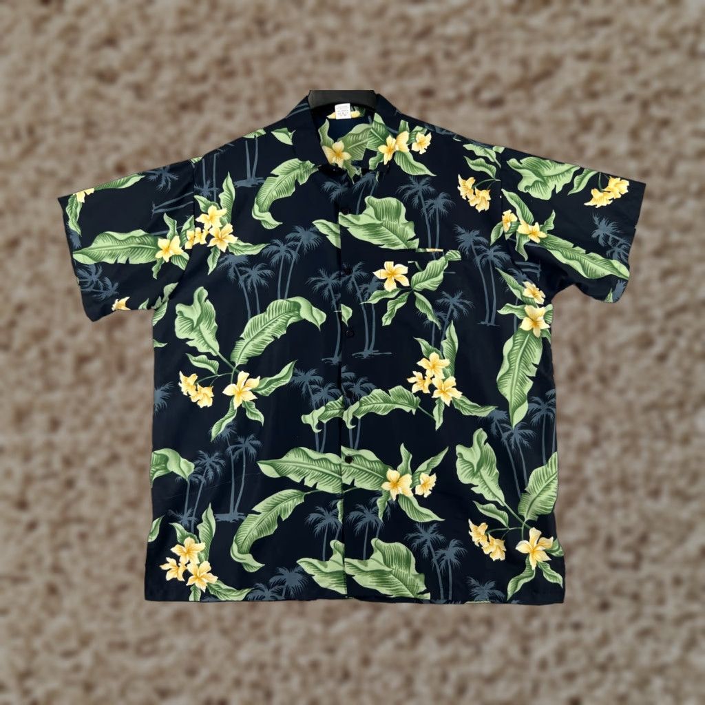 Erima Rima Shirt Black Green Floral Palm Hawaiian Adult Large 100% Polyester READ Size US L / EU 52-54 / 3 - 1 Thumbnail