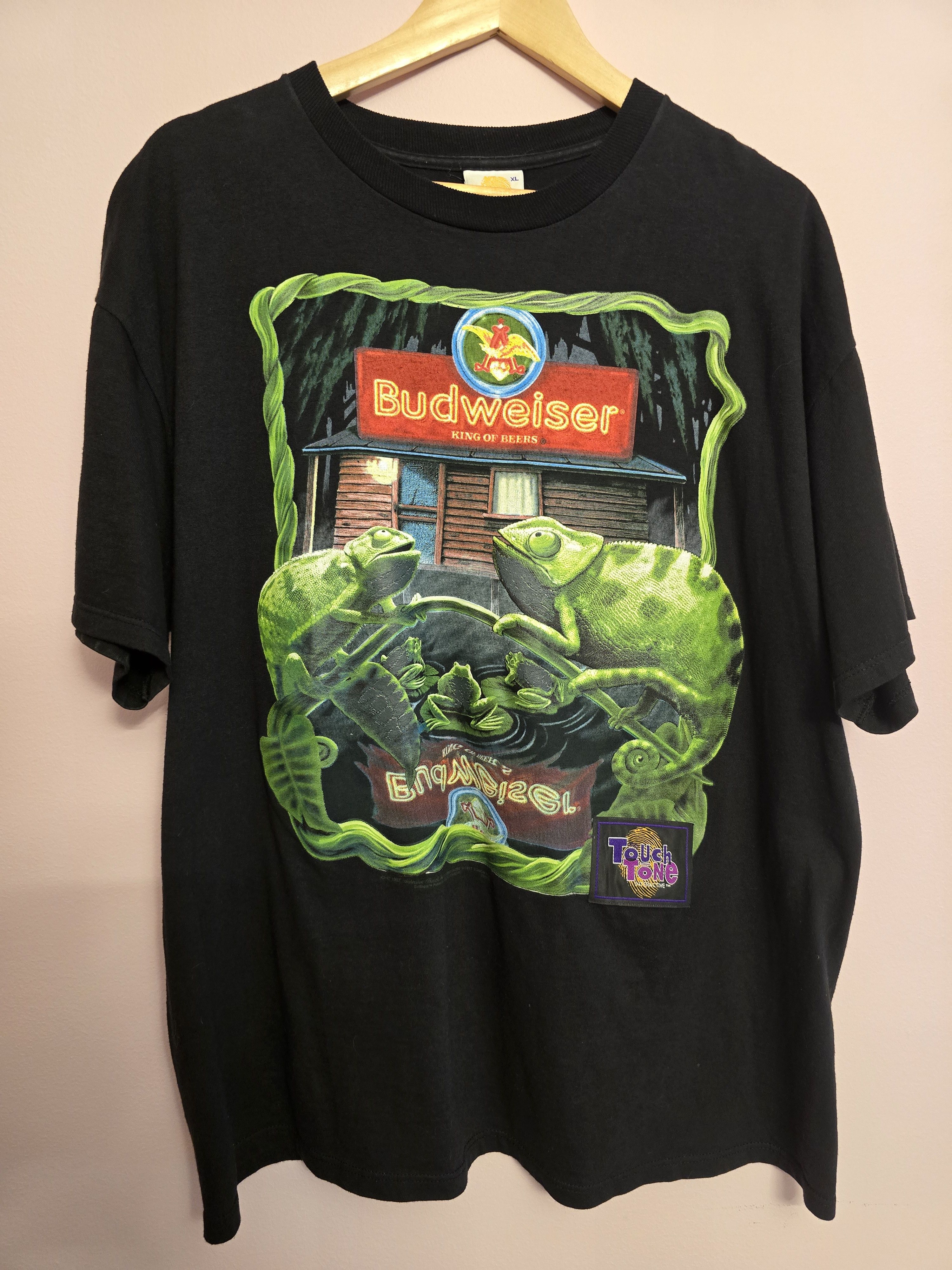Budweiser × Vintage Vintage 90s Budweiser Iguana Tee Size US XL / EU 56 / 4 - 1 Thumbnail