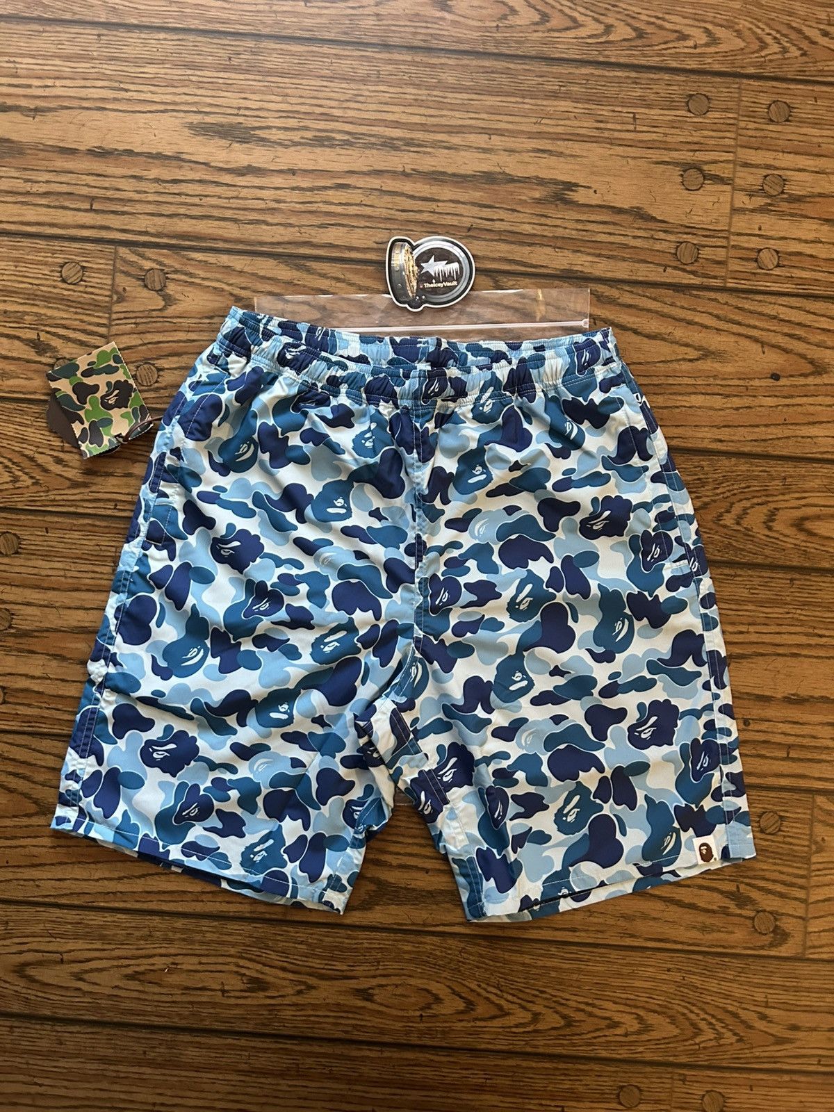 NEW Bape Blue ABC Camo Beach Shorts - Main Image