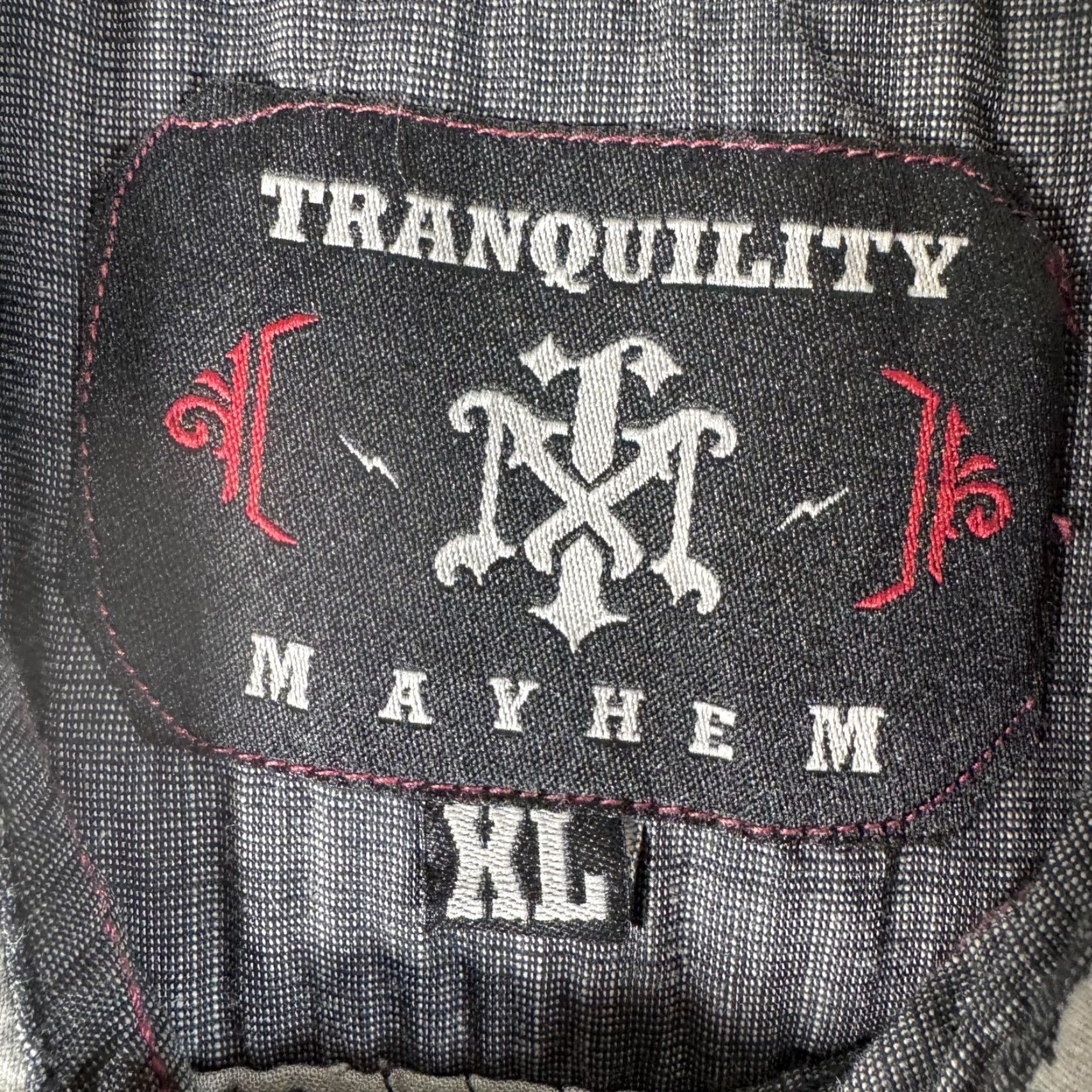 Vintage VINTAGE Tranquility Mayhem Shirt XL Western Studded Moto Punk Rockstar Grunge Goth Edgy Mens Size US XL / EU 56 / 4 - 6 Thumbnail