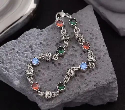 VIBE Colorful Crystal 925 Sterling Silver Female Bracelet Size ONE SIZE - 2 Thumbnail