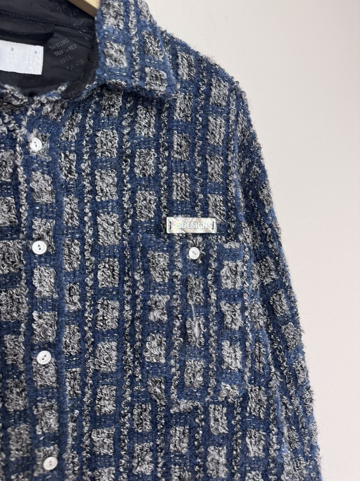 4SDESIGNS 4SDesigns Plaid Tweed Work Shirt Navy Size L Size US L / EU 52-54 / 3 - 3 Thumbnail