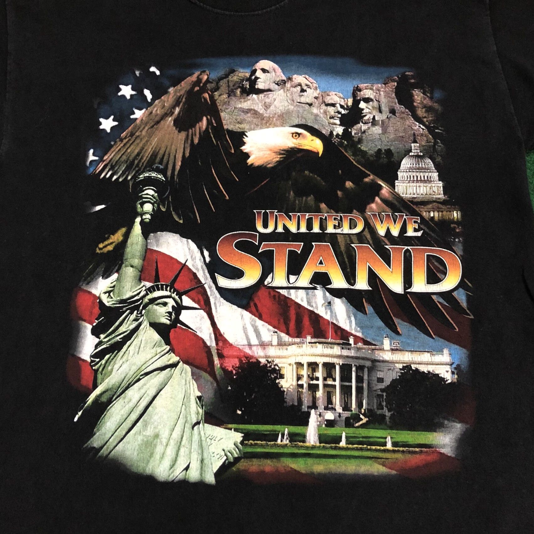 Vintage VINTAGE USA Mens Shirt Black L Eagle Statue Of Liberty Single Stitch Shirt Mens Black Eagle Statue Of Liberty Vintage Theme Graphic Tee Mens Size US L / EU 52-54 / 3 - 2 Thumbnail