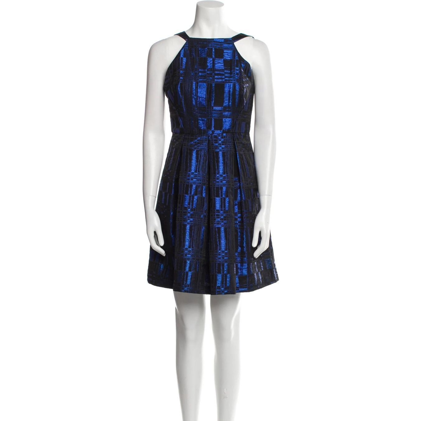 Eva Franco Eva Franco Blue Metallic Plaid A-Line Mini Dress Women’s XS Size XS / US 0-2 / IT 36-38 - 1 Thumbnail