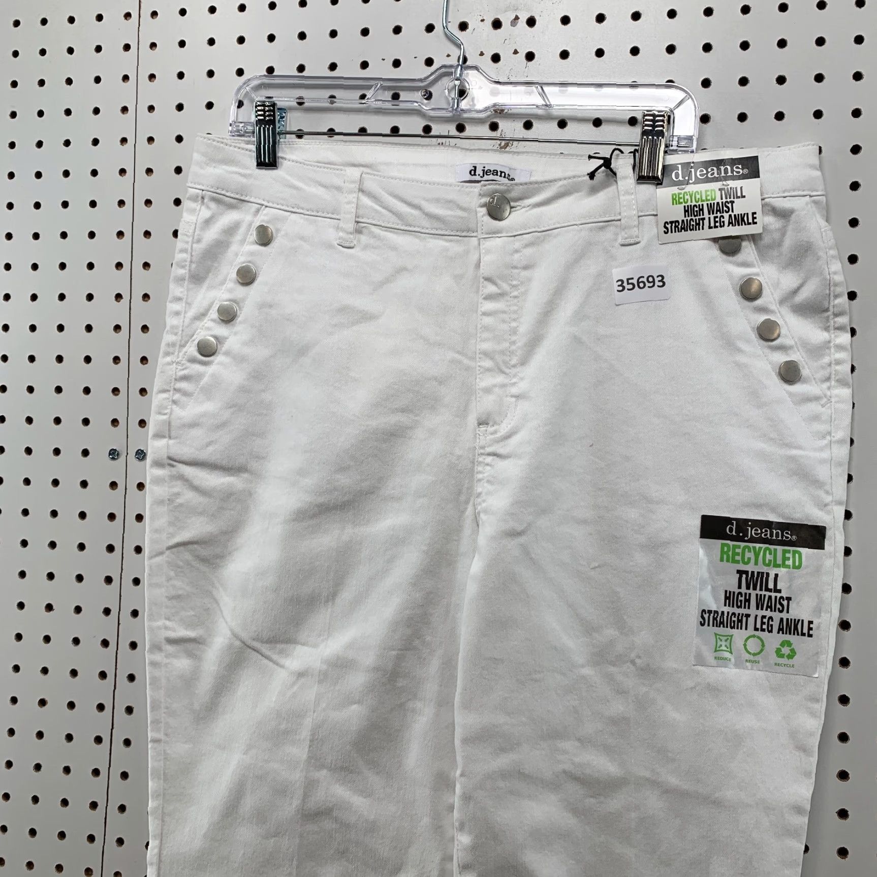 Vintage D.Jeans White Twill Pants Womens 14 High Waist Straight Ankle NWT Studded Pants Womens 14 White Twill Straight Ankle NWT Studded Size 36" / US 14 / IT 50 - 4 Thumbnail