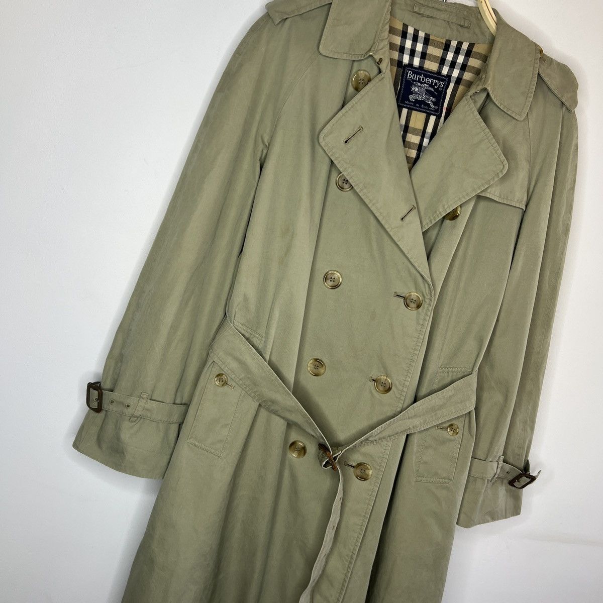 Burberry × Designer × Vintage Vintage Burberry Trench Coat 90s Nova Check Beige Belted Size US M / EU 48-50 / 2 - 3 Thumbnail
