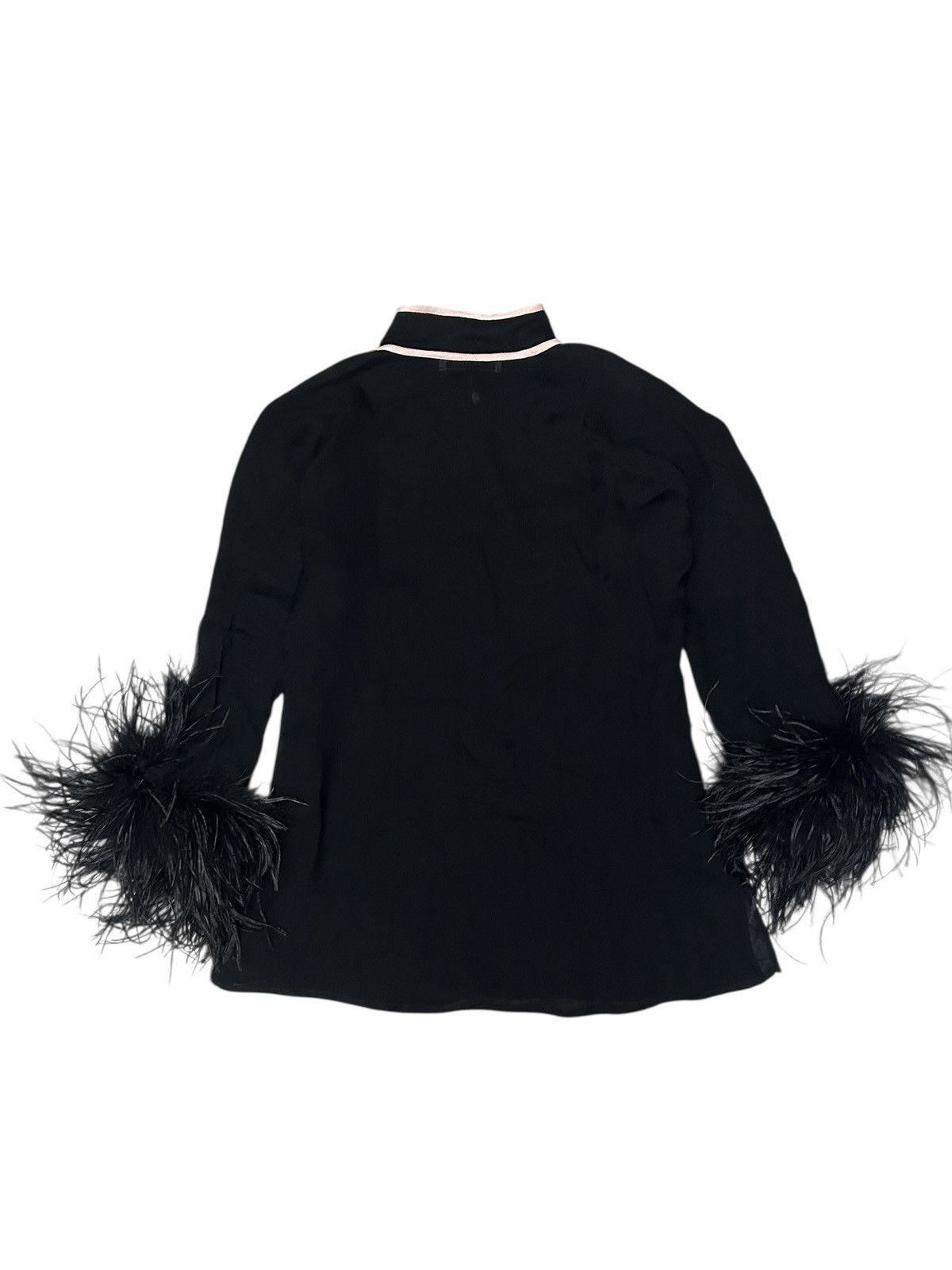 Prada S/S 17 Feather Trim Silk Top Size M / US 6-8 / IT 42-44 - 9 Thumbnail