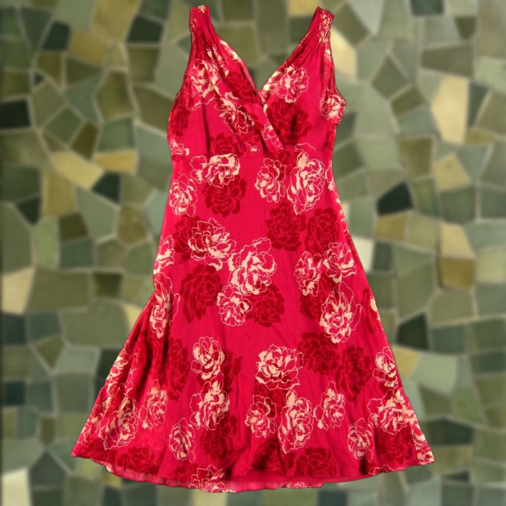 Ann Taylor VTG Ann Taylor 100% Silk Pink Ivory Floral V-Neck Midi Sheath Tank Sun Dress 6P - Women - Petite - Pink - Sleeveless - Zipper - Lined - Vintage Yes Size M / US 6-8 / IT 42-44 - 1 Thumbnail