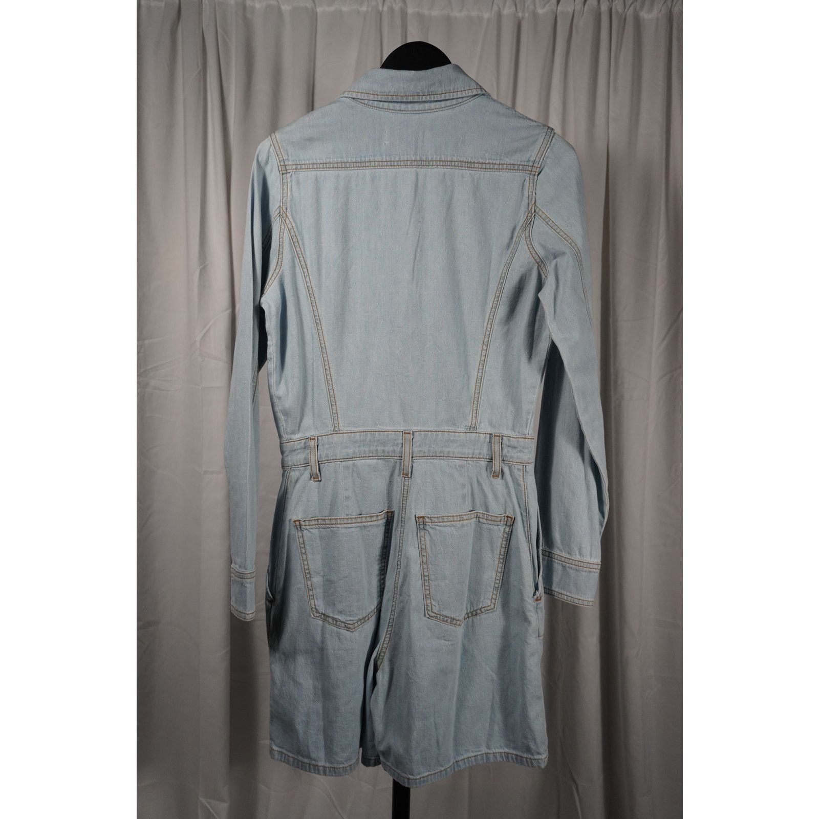 Ramy Brook Ramy Brook Denim Romper Light Wash Utility Long Sleeve Size 26" / US 2 / IT 38 - 2 Thumbnail