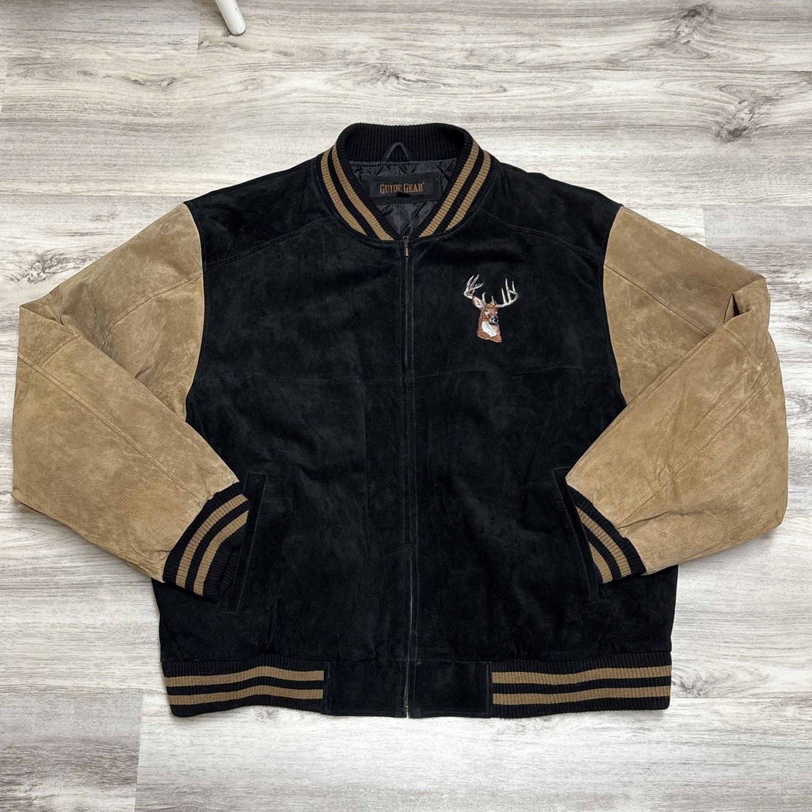 Other Vintage Leather Jacket Mens XXL Embroidered Varsity Pig Sued Size US XXL / EU 58 / 5 - 6 Thumbnail