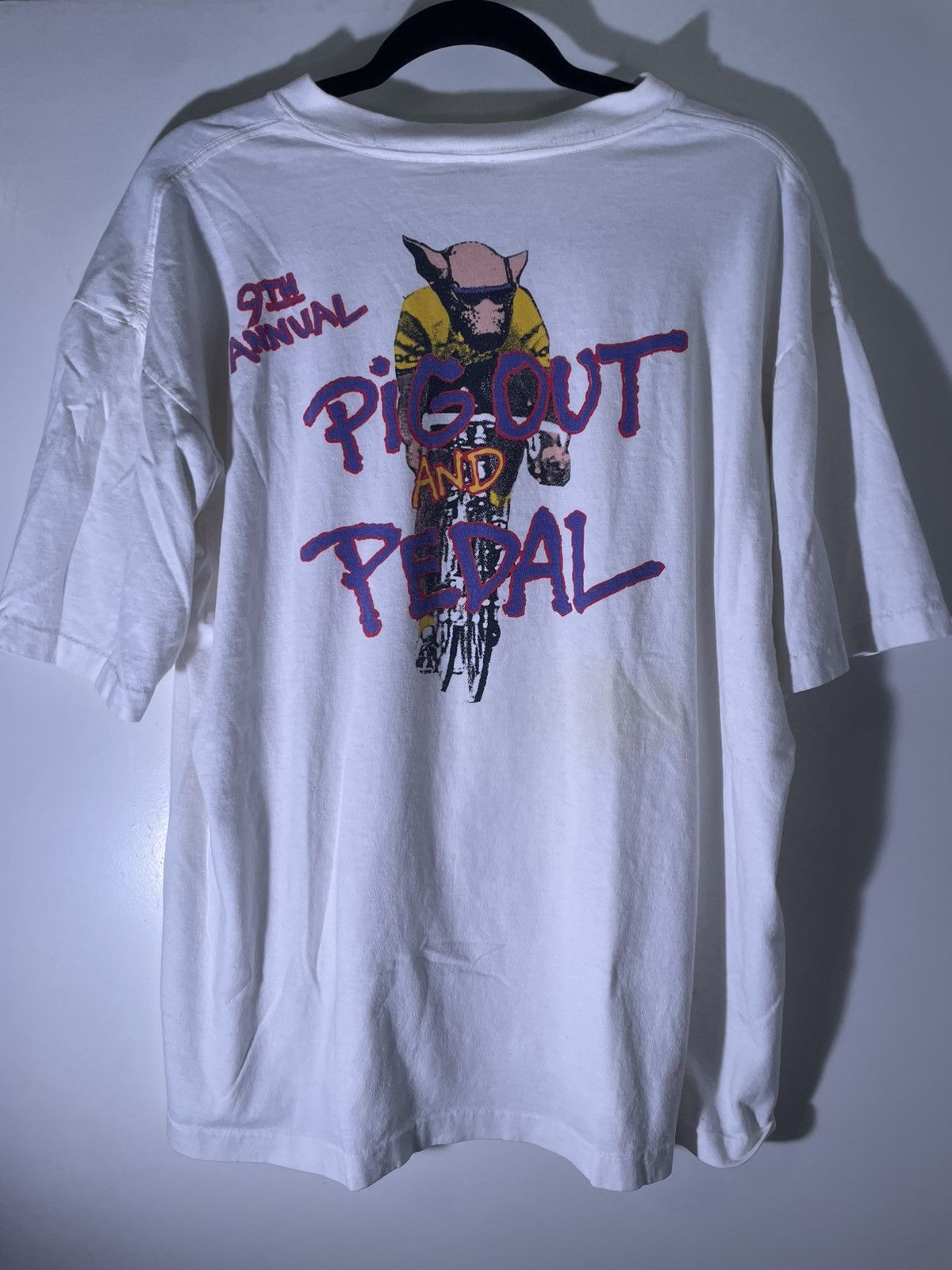 Vintage 80’s 90’s VTG Vintage Pig Out & Pedal Bicycle Bike T Shirt Size US L / EU 52-54 / 3 - 1 Thumbnail