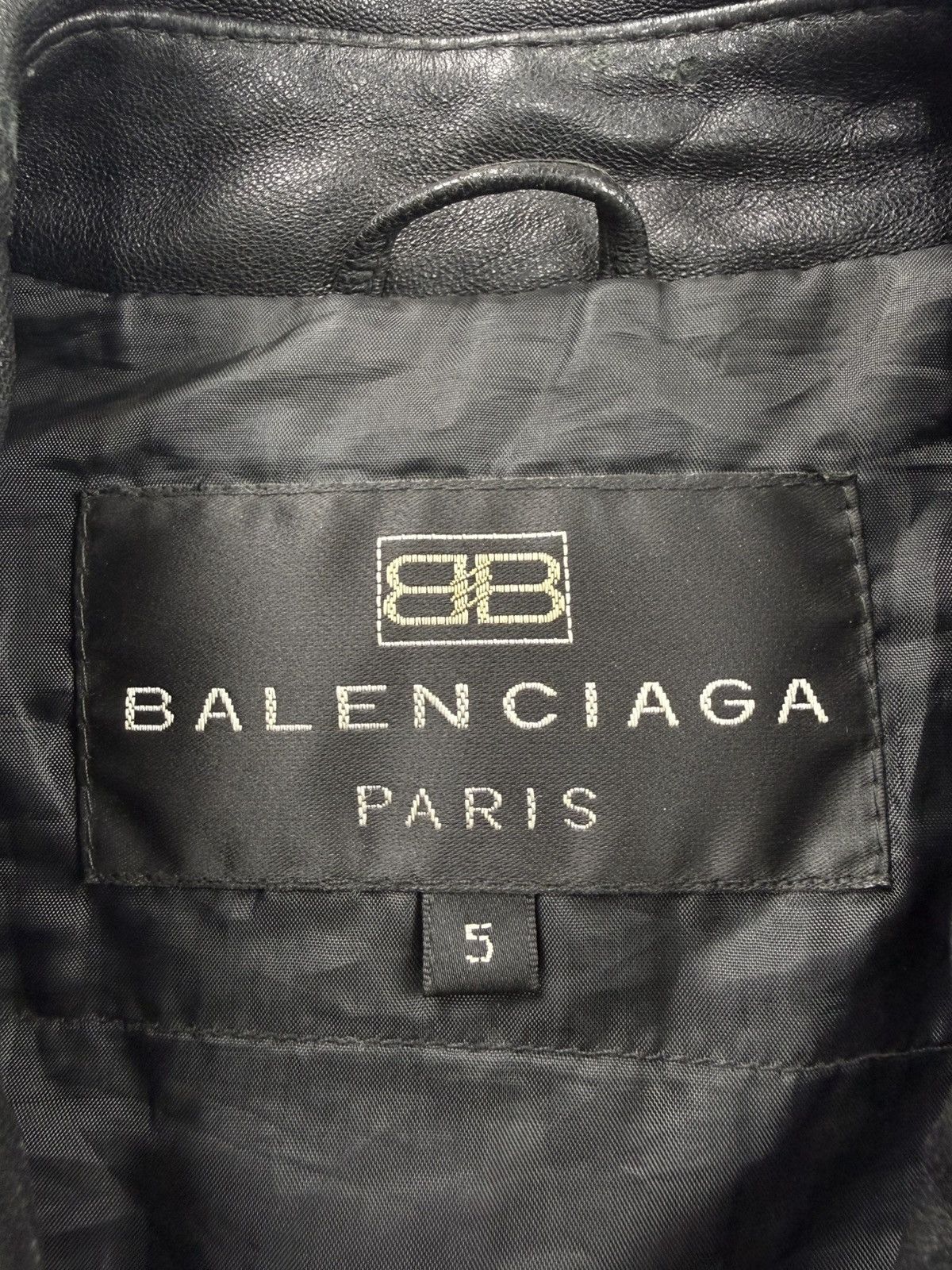 Balenciaga Vintage Balenciaga Padded Shoulder Zip Up Leather Jacket Size US L / EU 52-54 / 3 - 8 Thumbnail