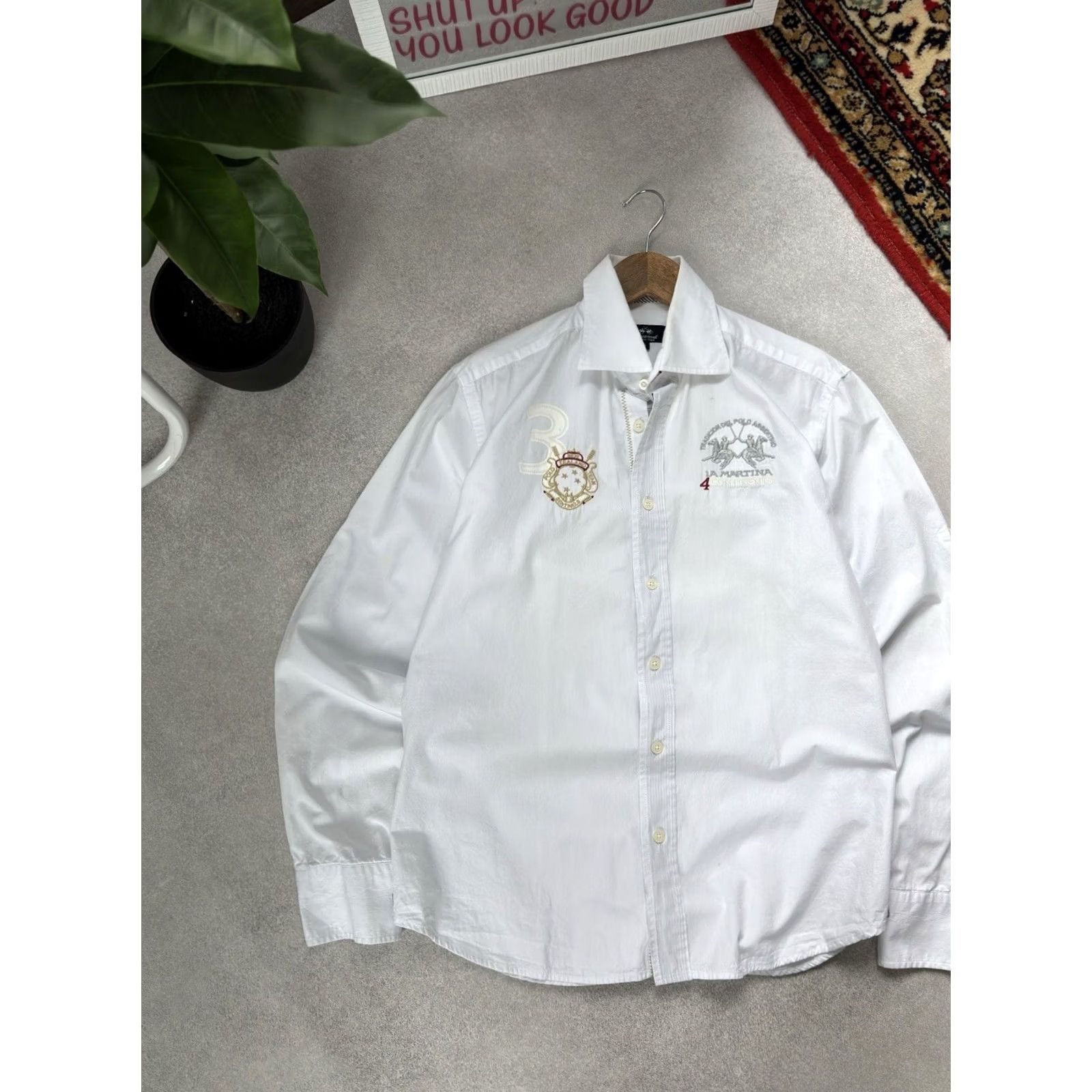 La Martina VINTAGE La Martina Polo Team NZL White Button Up Shirt Men S Long Sleeve Cotton White 90s Retro Luxary Designer Casual Fourmal Hype Streetwear Mens Size US S / EU 44-46 / 1 - 4 Thumbnail