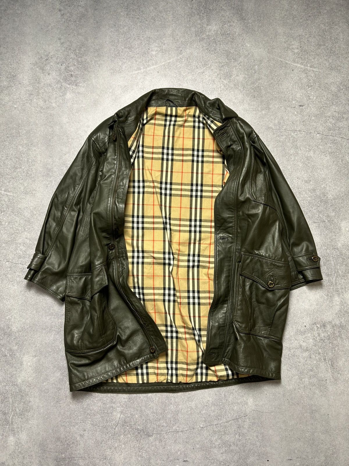Burberry vinatge BURBERRY'S Leather Coat Jacket nova check Mens retro Size US M / EU 48-50 / 2 - 4 Thumbnail