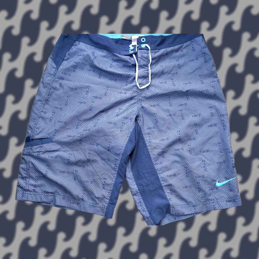 Nike Nike Vintage Blue Shorts Size L Mens Trunks Spellout Print Swoosh Drawstring Size US 33 - 1 Thumbnail