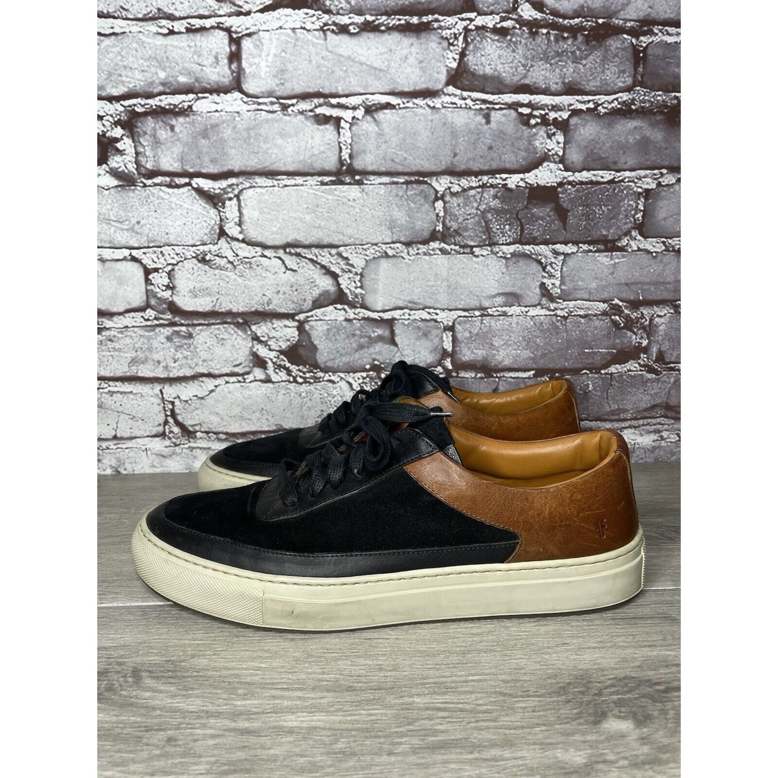 Frye Frye Black Suede Brown Leather Lace Up Low Top Casual Shoes Size US 10 / EU 43 - 6 Thumbnail