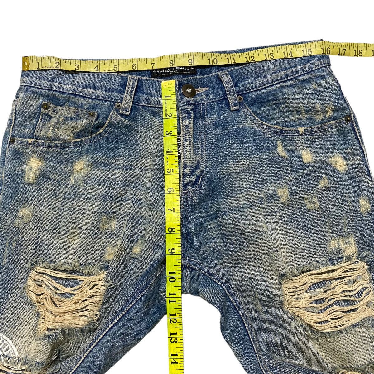 Japanese Brand CRAZY TRIBE Denim Thrashed Jeans Size US 31 - 19 Thumbnail