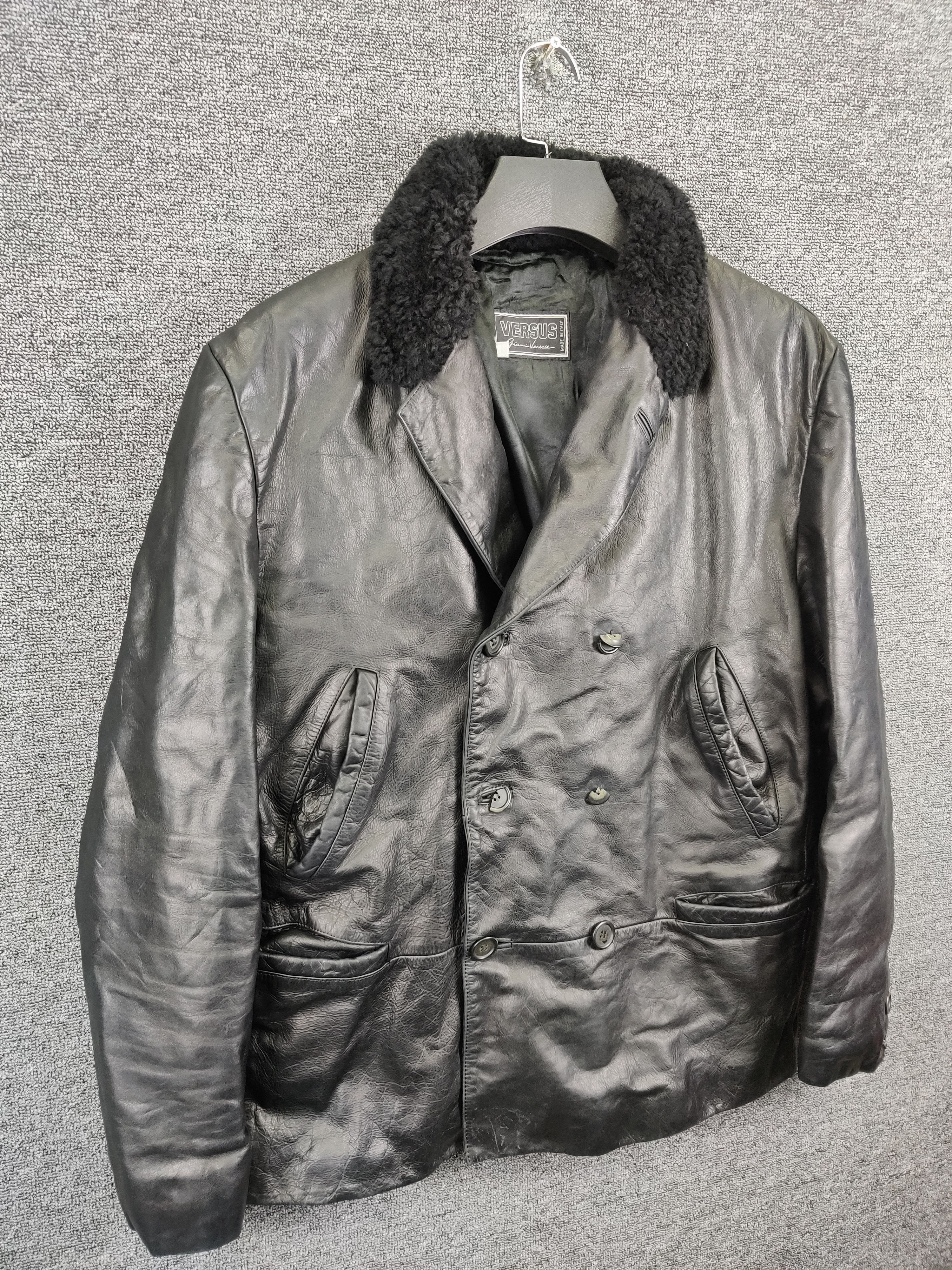 Versus Versace Vintage Versus Versace Double Burton Leather Fur Jacket Size US L / EU 52-54 / 3 - 4 Thumbnail
