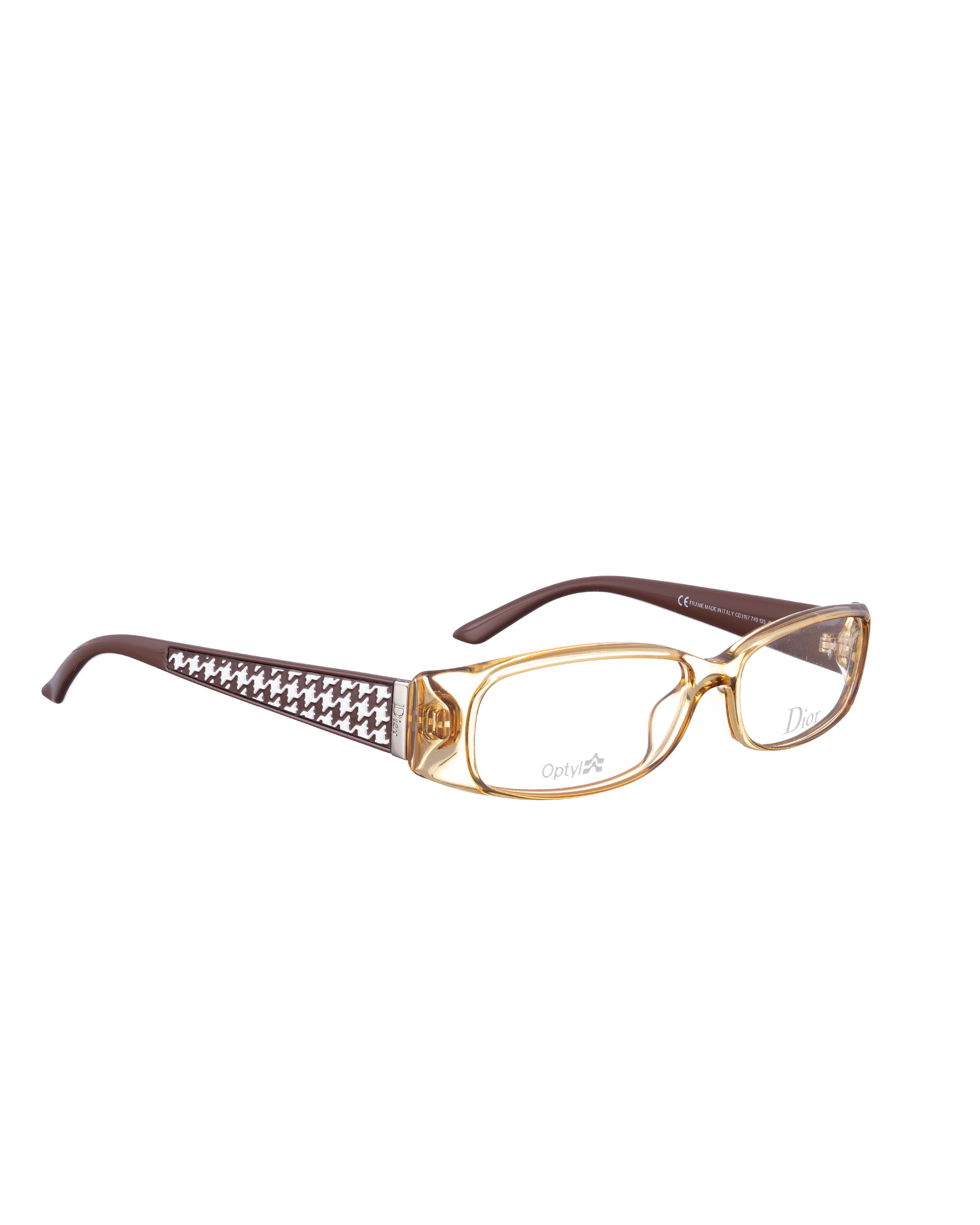Dior Dior 00s Brown Plastic Dogtooth Glasses Size ONE SIZE - 1 Thumbnail