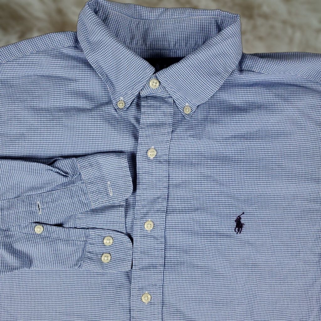 Ralph Lauren Ralph Lauren Dress Shirt Mens Size 16 Blue Check Long Sleeve Button Up Collared Regular Fit Size 42R - 1 Thumbnail