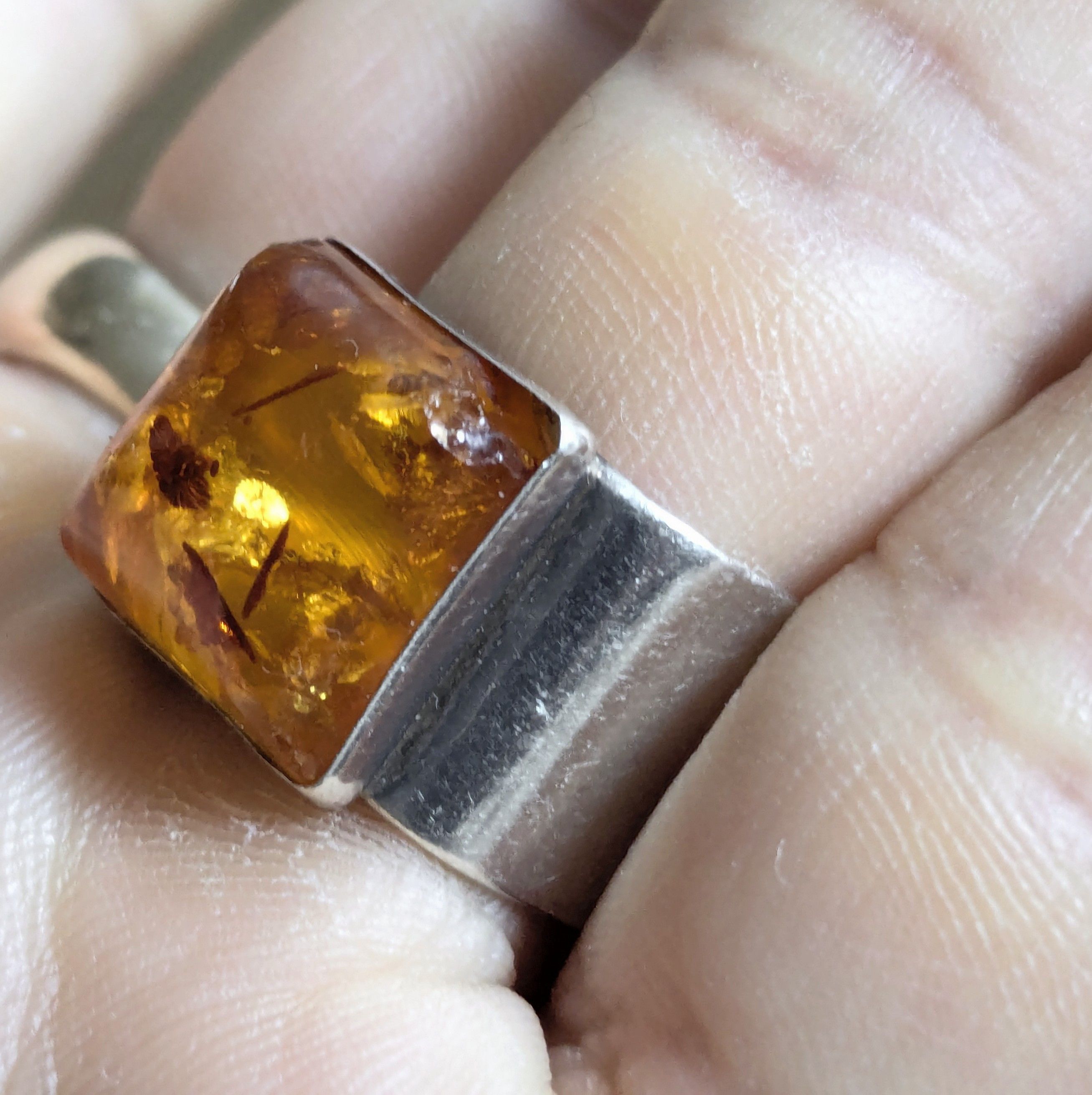 Vintage Vintage Sterling Silver Ring Size 9 Amber .925 Modern Size ONE SIZE - 14 Thumbnail