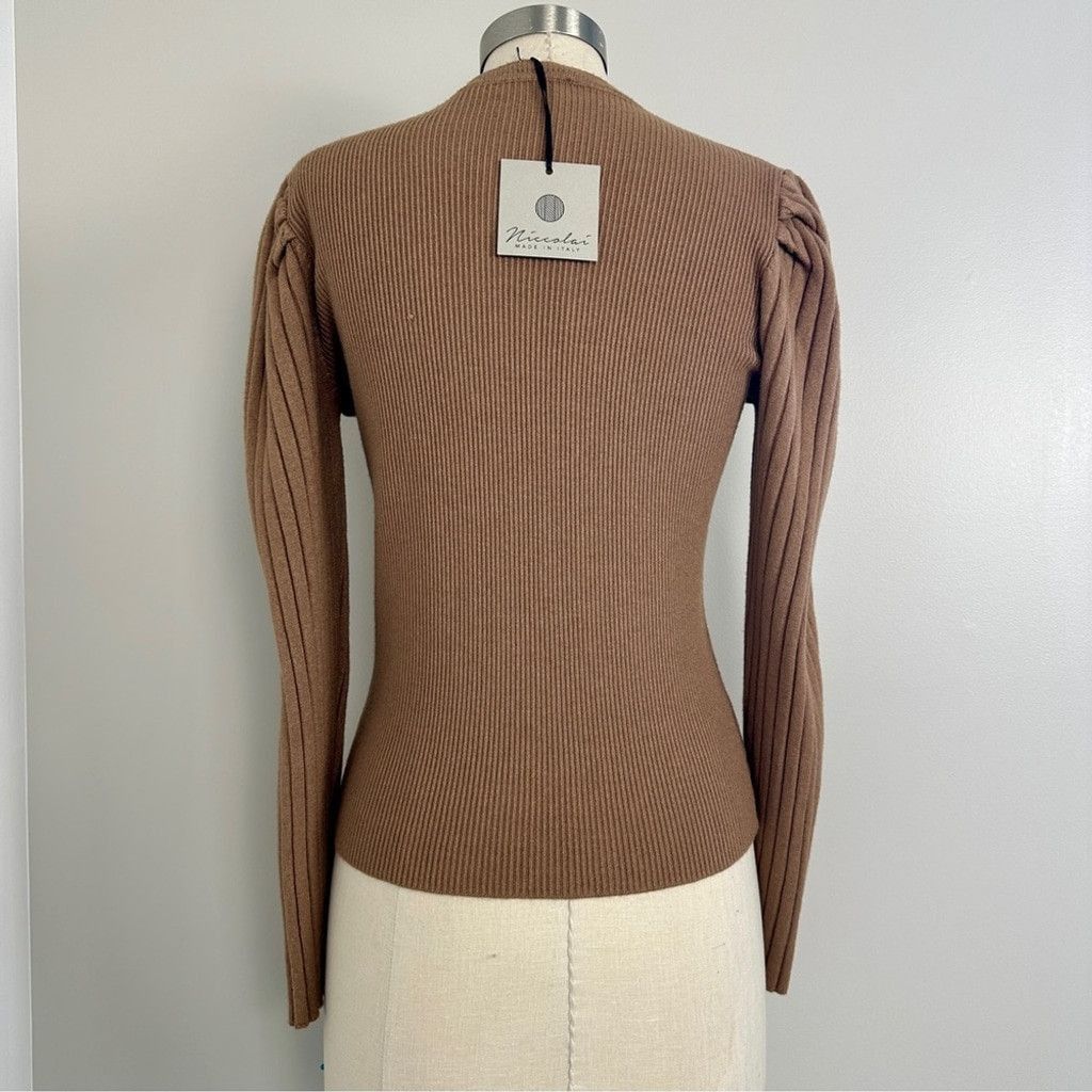 Other Niccolai Women's Ribbed Knit Sweater Long Sleeve Brown Large Size L / US 10 / IT 46 - 3 Thumbnail