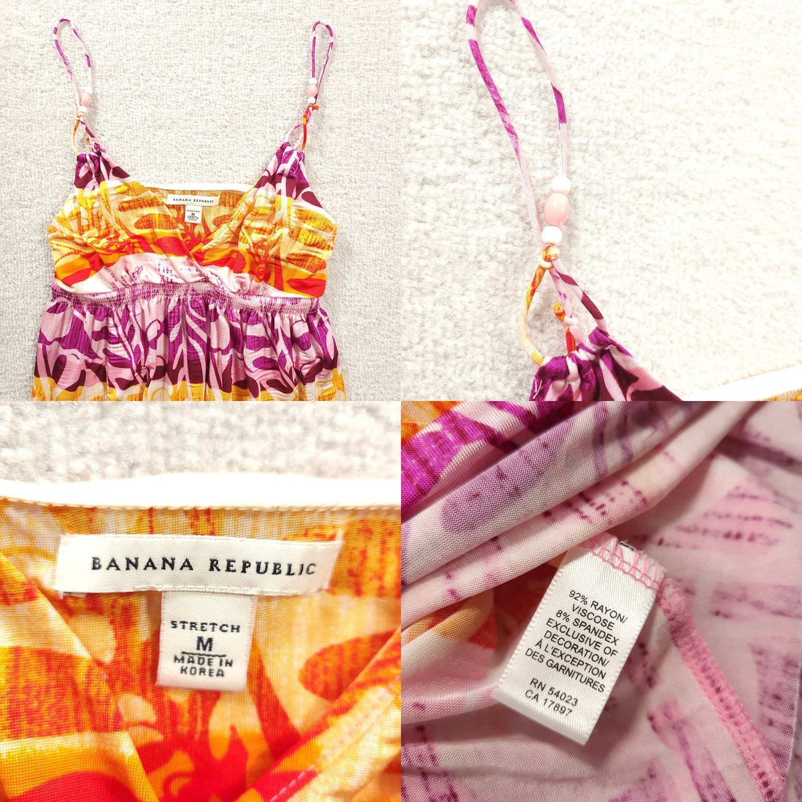 Banana Republic Banana Republic Spaghetti Strap Top Size M Orange Purple Floral Striped Women's Size M / US 6-8 / IT 42-44 - 8 Thumbnail