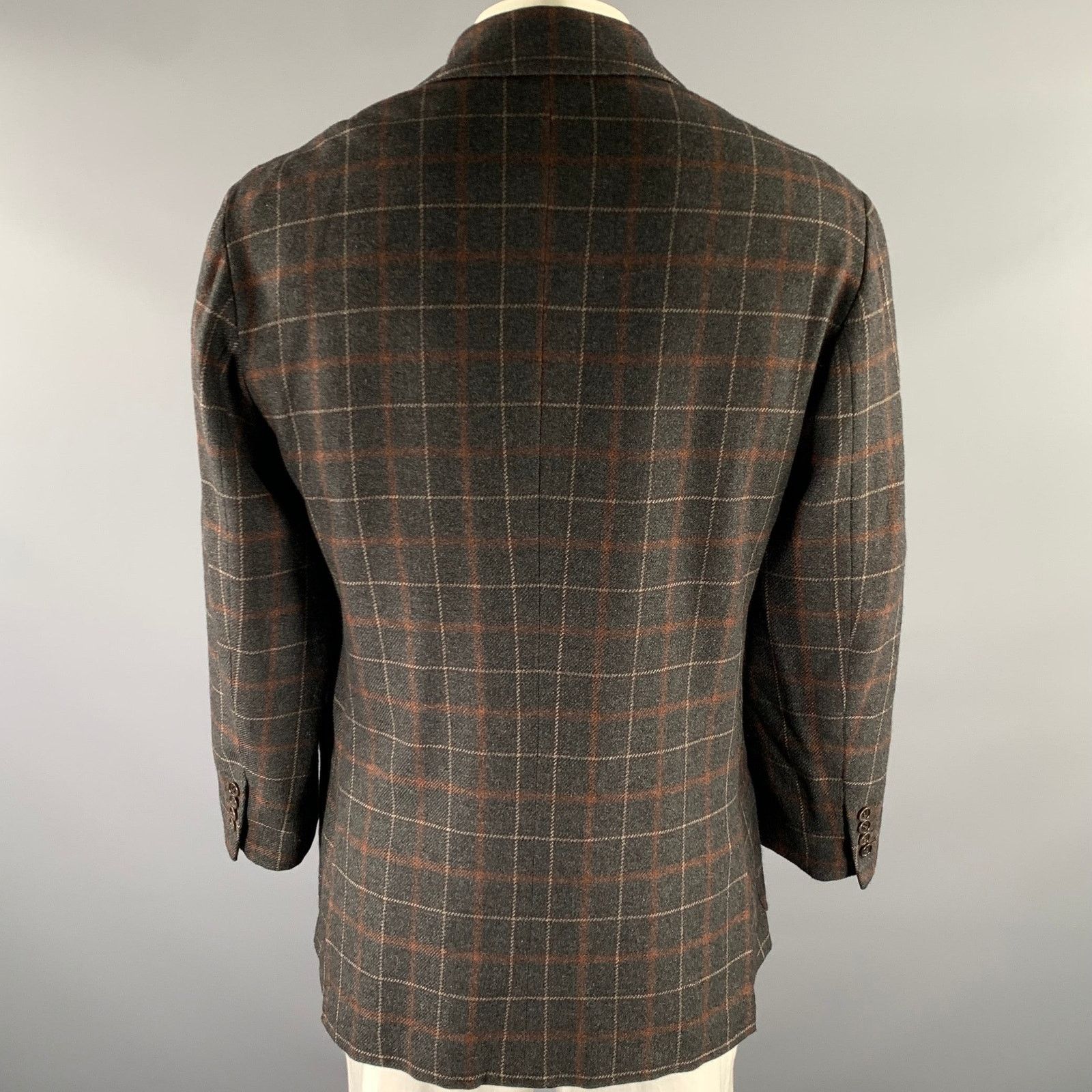 Kiton KITON Size Brown Plaid Cashmere Notch Lapel Sport Coat Size 40R - 4 Thumbnail