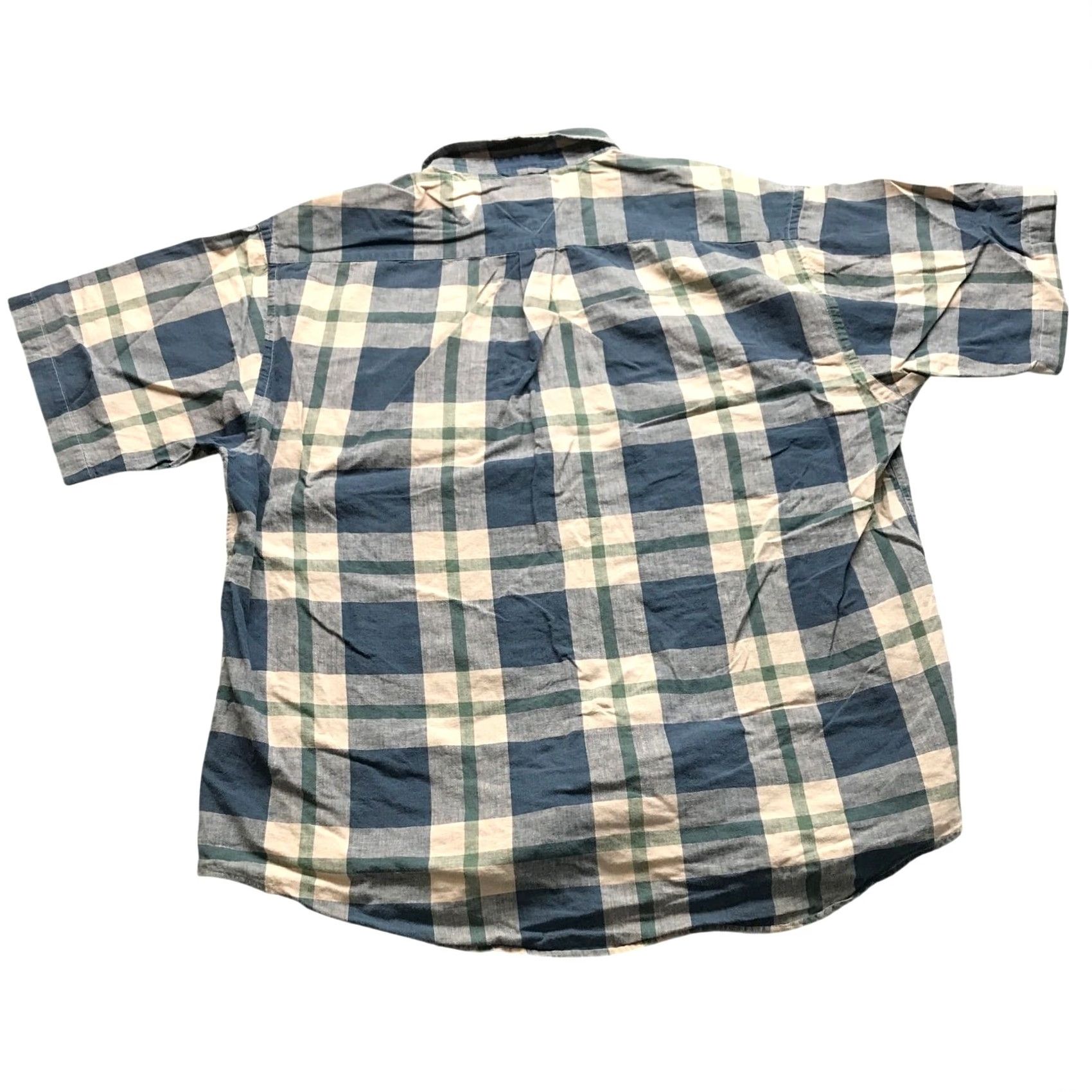 Tommy Hilfiger VINTAGE Tommy Hilfiger Button Up Shirt Mens XL Plaid Check Logo Navy Brown Gray Short Sleeve Bar None Size US XL / EU 56 / 4 - 5 Thumbnail