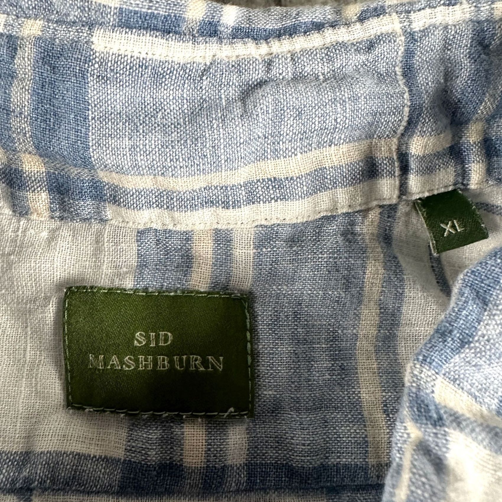 Sid Mashburn Sid Mashburn Shirt Mens XL Blue White Plaid Linen Blend Button Up Long Sleeve Size US XL / EU 56 / 4 - 3 Thumbnail