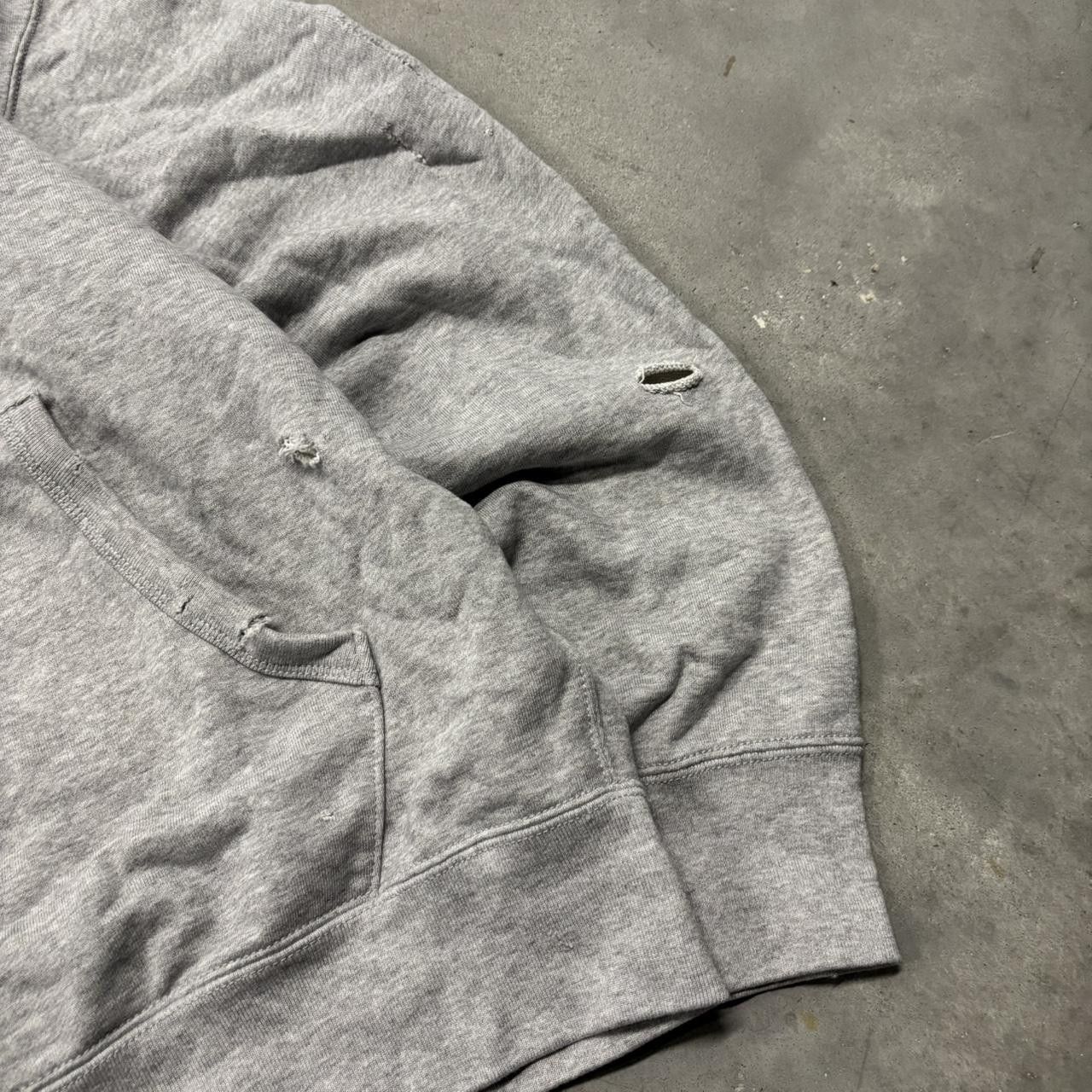 Japanese Brand × Vintage Crazy Vintage Y2K/2000s Light Grey Thrashed Distressed Style Streetwear Zip Up Hoodie! Size US L / EU 52-54 / 3 - 4 Thumbnail